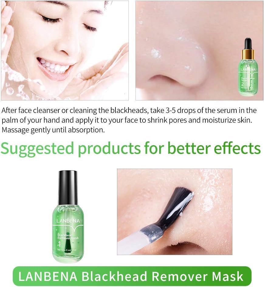 Lanbena Pore Minimizer Serum, Pores Shrinking Serum For Face, Oil Control Firming, Tightening Pores, Vegan Moisture After Blackh