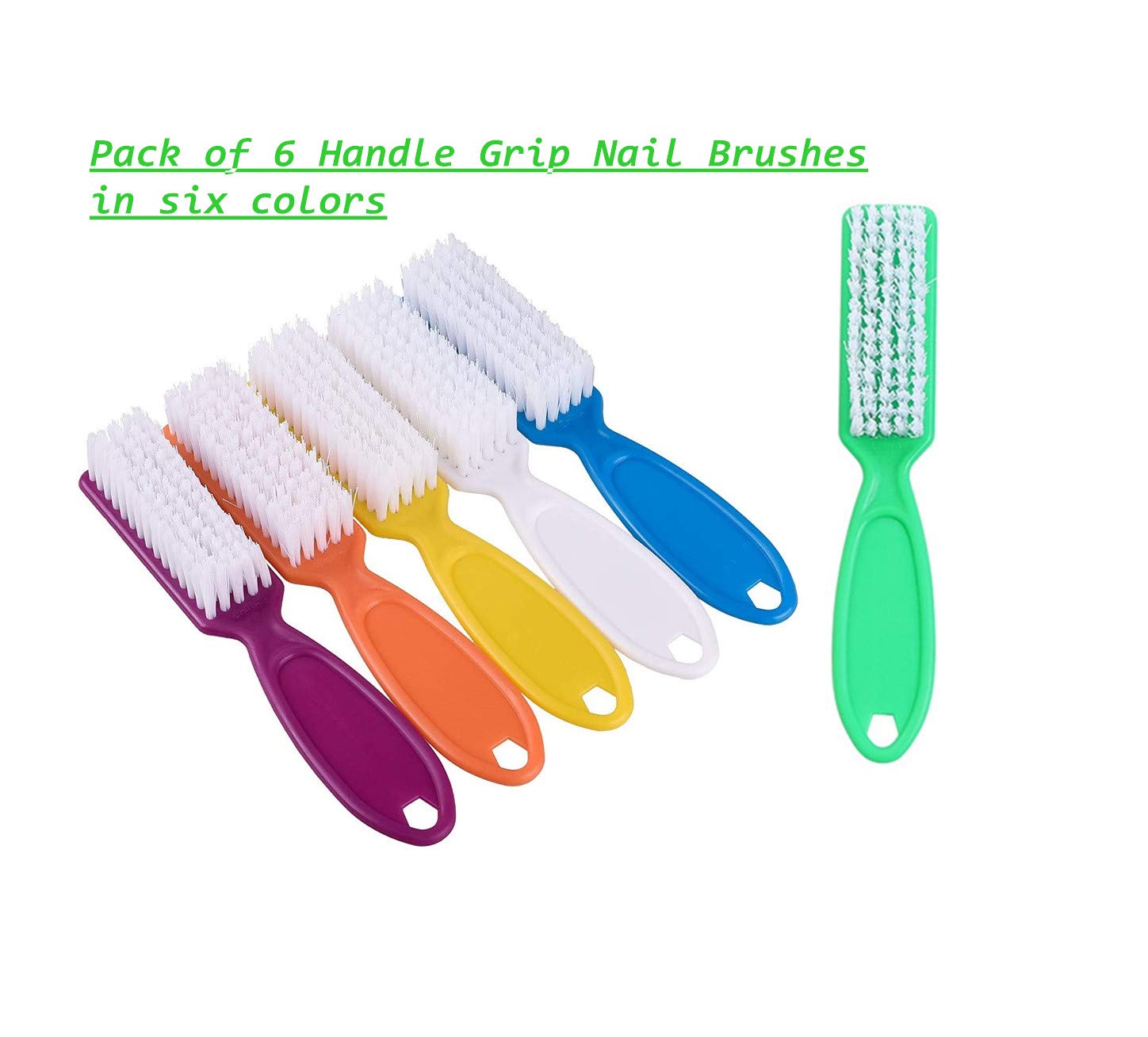 SQULIGT Nail Brushes - 6 Pcs Handle Grip Nail Cleaning Brushes for Toes & Fingernails, Pink, Pack of 1