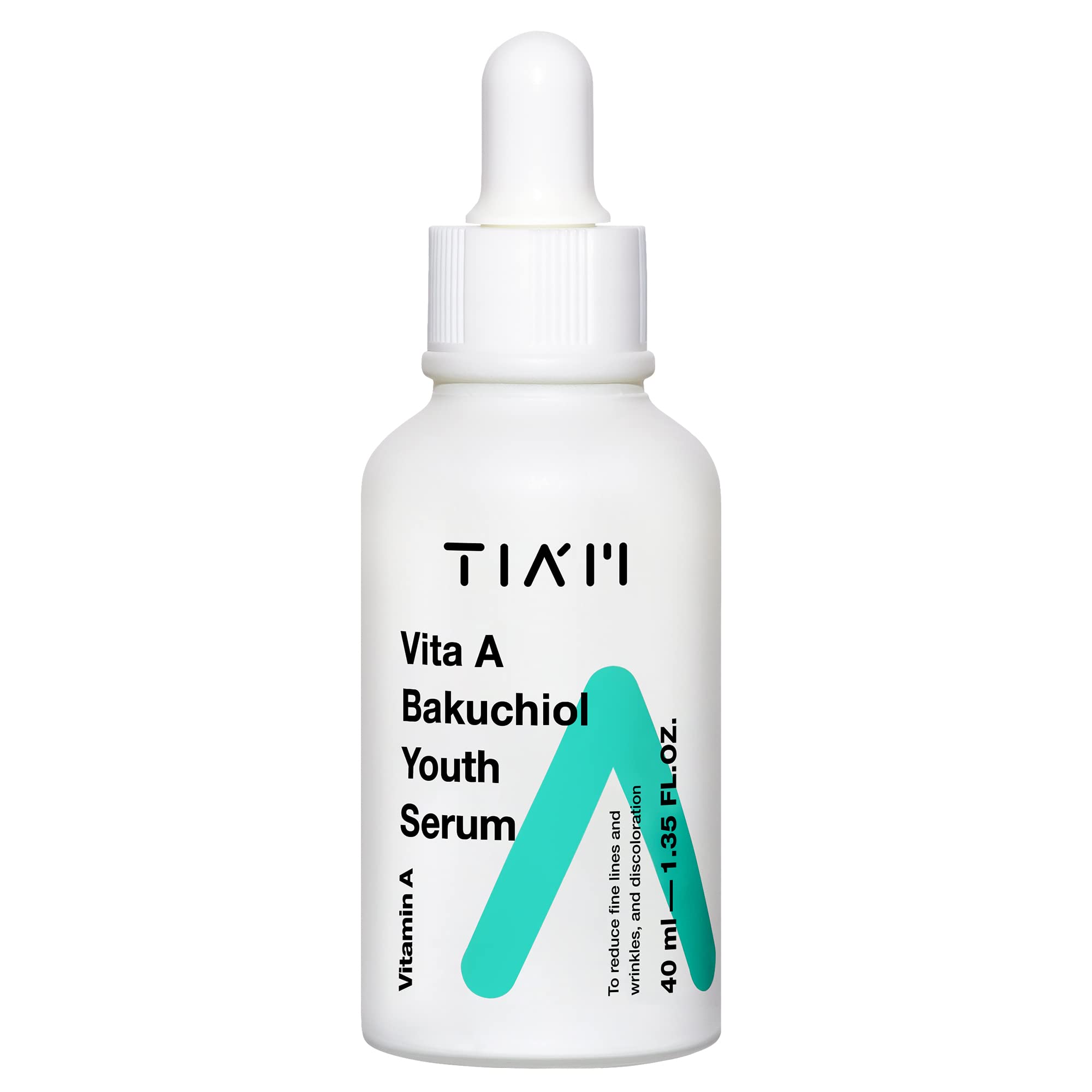 TIAM Vita A Bakuchiol Youth Serum, Anti-Aging Facial Serum for Wrinkles, Dark Spots, Suitable for Sensitive Skin, 1.35 FL.OZ. / 