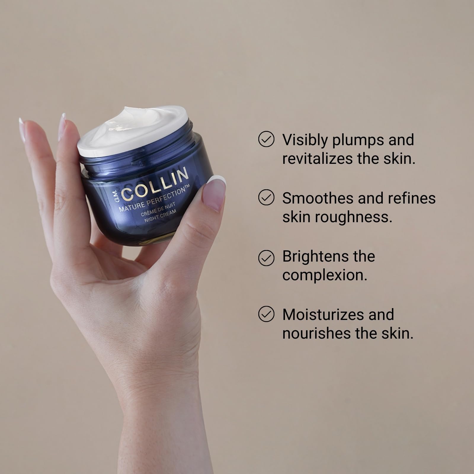 G.M. COLLIN Mature Perfection Night Cream | Daily Face Moisturizer with Hyaluronic Acid for Dry or Dull Skin | Wrinkle Repair Lo