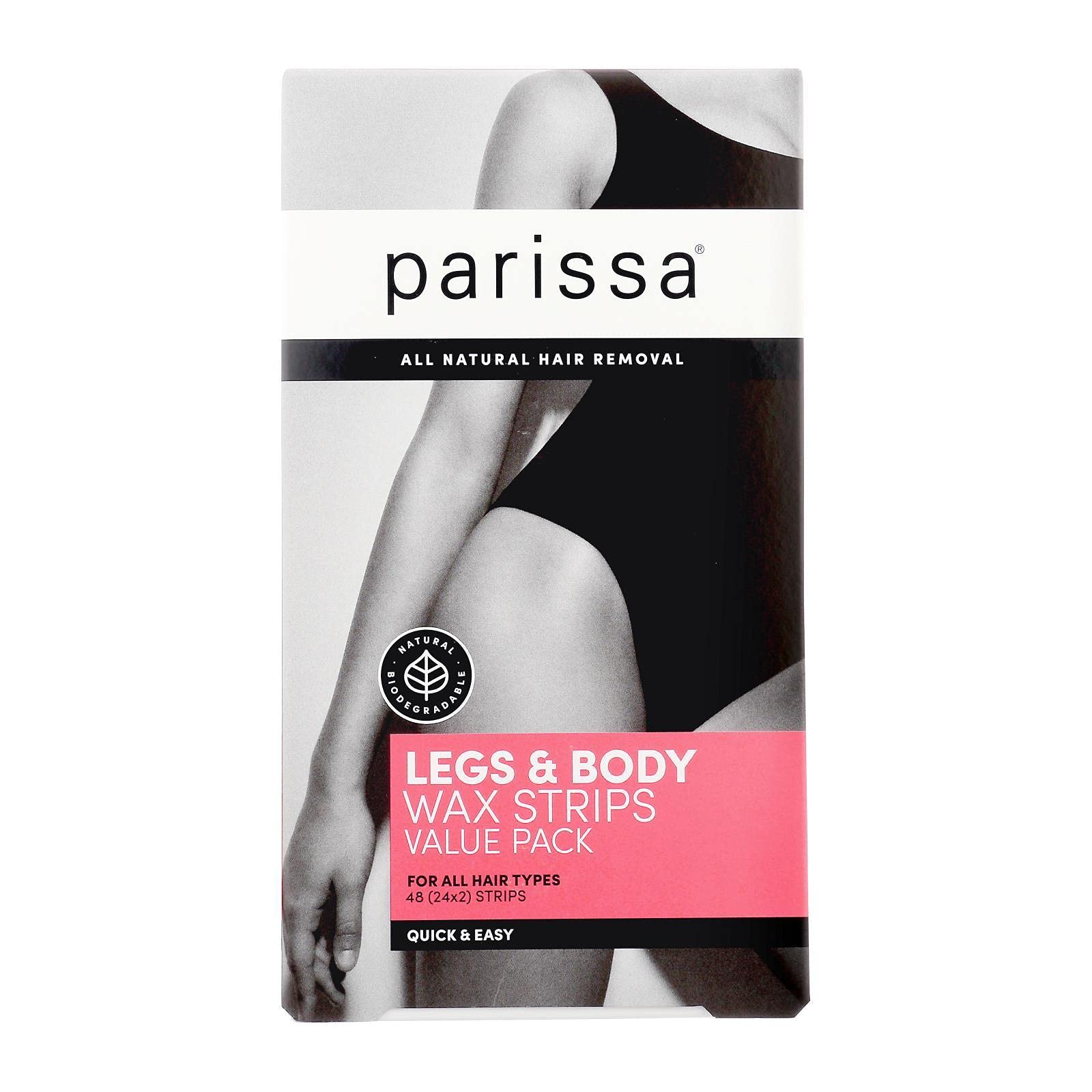 Parissa Legs & Body Wax Strips Kit Value Pack for Body Hair Removal, At-Home Waxing Kit with Ready-to-Use Large Wax Strips, 5ml