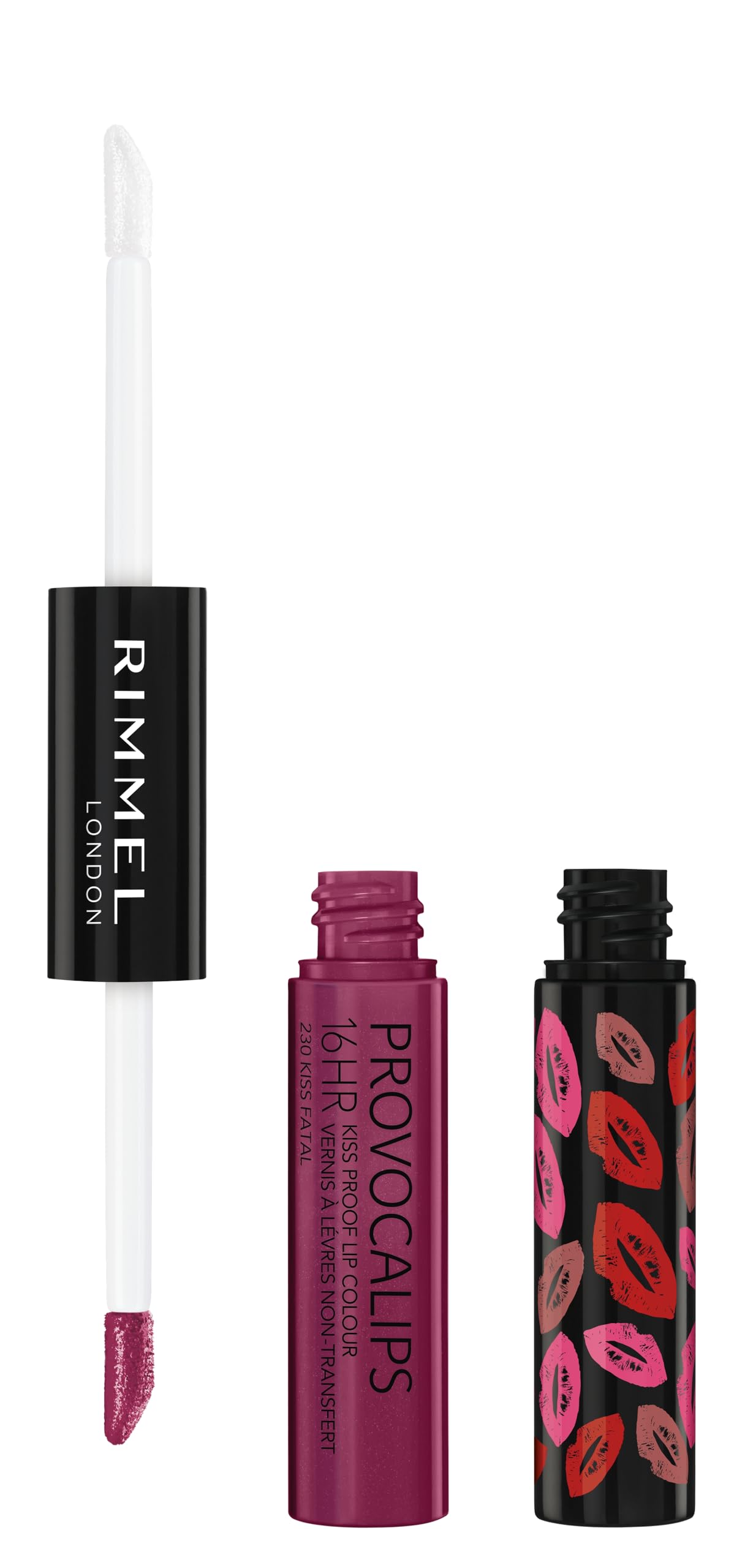 Rimmel London Provocalips 16Hr Kiss-Proof Lip Color - Two-Step Liquid Lipstick To Lock In Color And Shine - 230 Kiss Fatal, .14