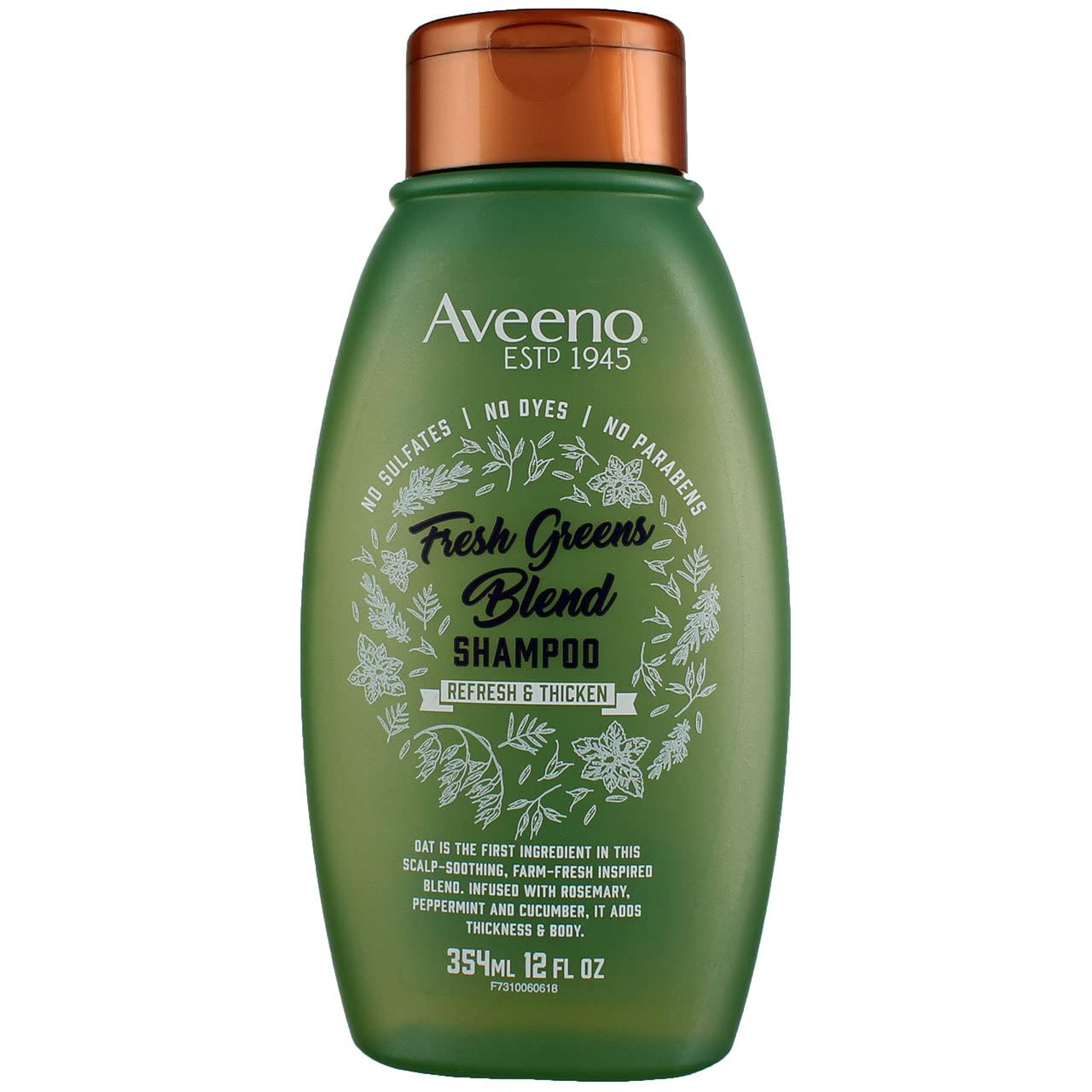 Aveeno Shampoo Fresh Greens Blend Refesh & Thicken 12 Ounce (354Ml) (Pack Of 3)