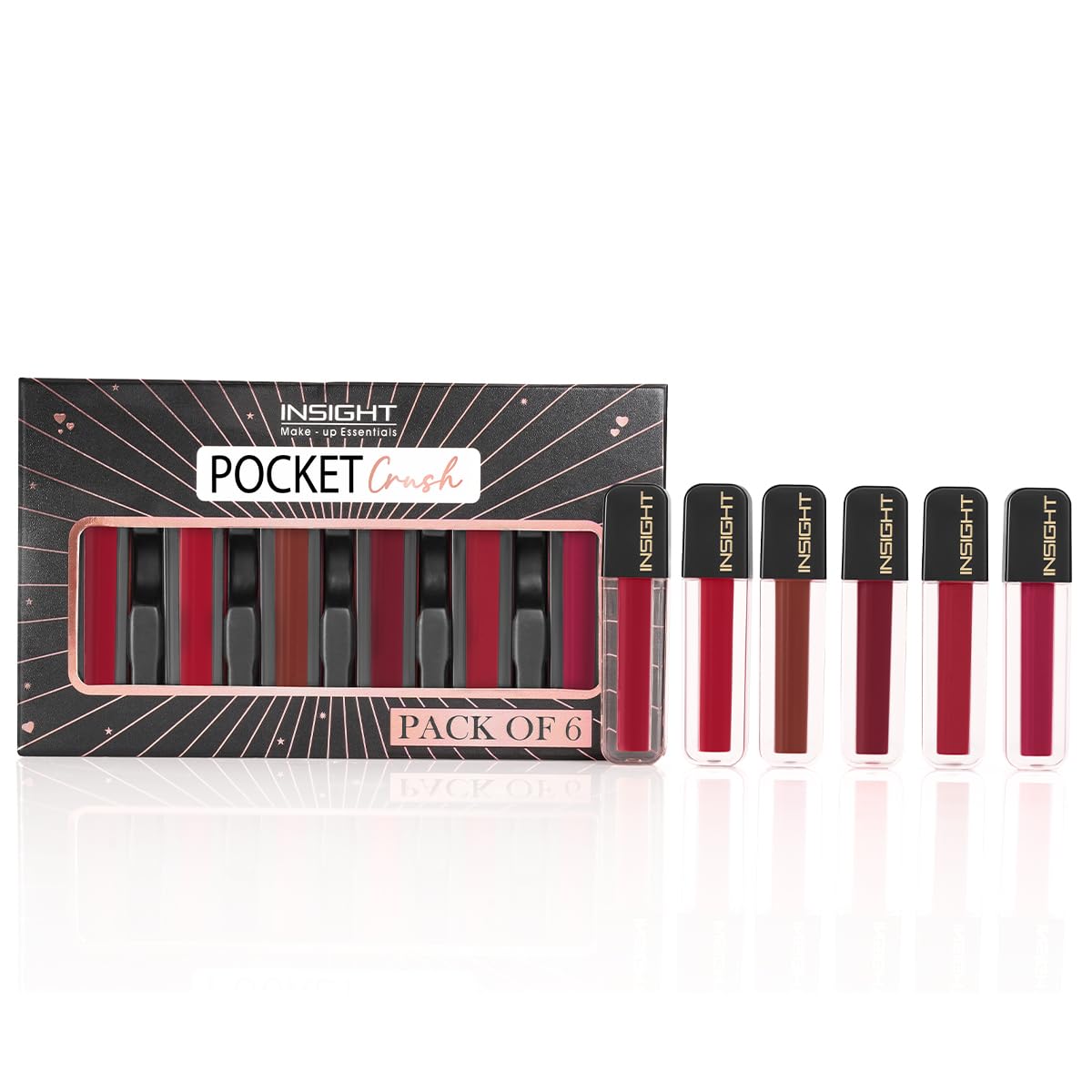 Insight Pocket Crush (Pack Of 6)  Set B | Velvety Matte Finish | All Day Comfort | Pocket Friendly | Infused With Vitamin E & S