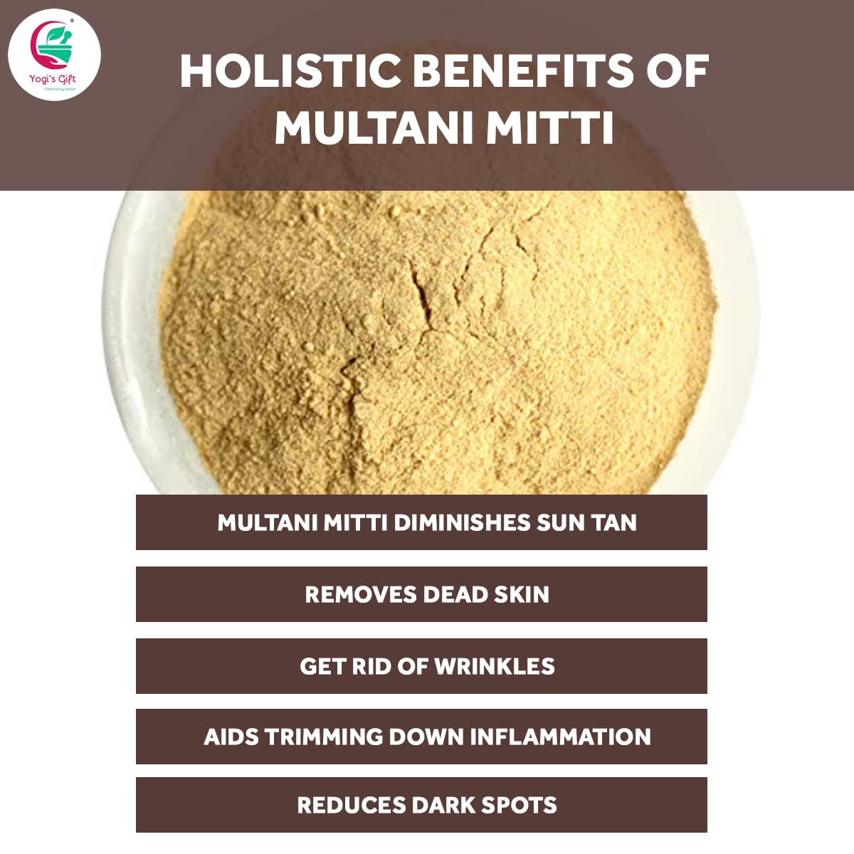 Multani Mitti Powder | Fullers Earth Clay | 100% Natural Indian Clay | Skin Tightening Face Pack, Detox Bath & Soap Making | 10