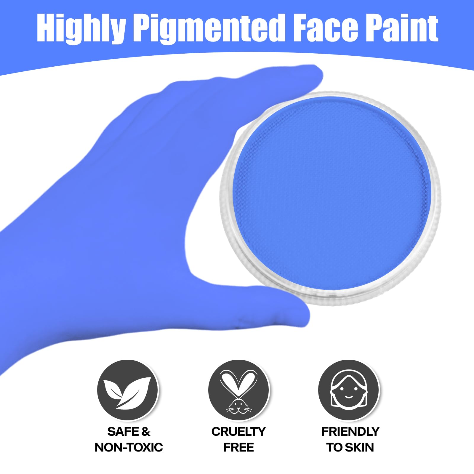 Go Ho Blue Face Paint Washable For Halloween Makeup,Creamy To Gel Water Based Body Paint Full Coverage For Cosplay Sfx Smurf Mys