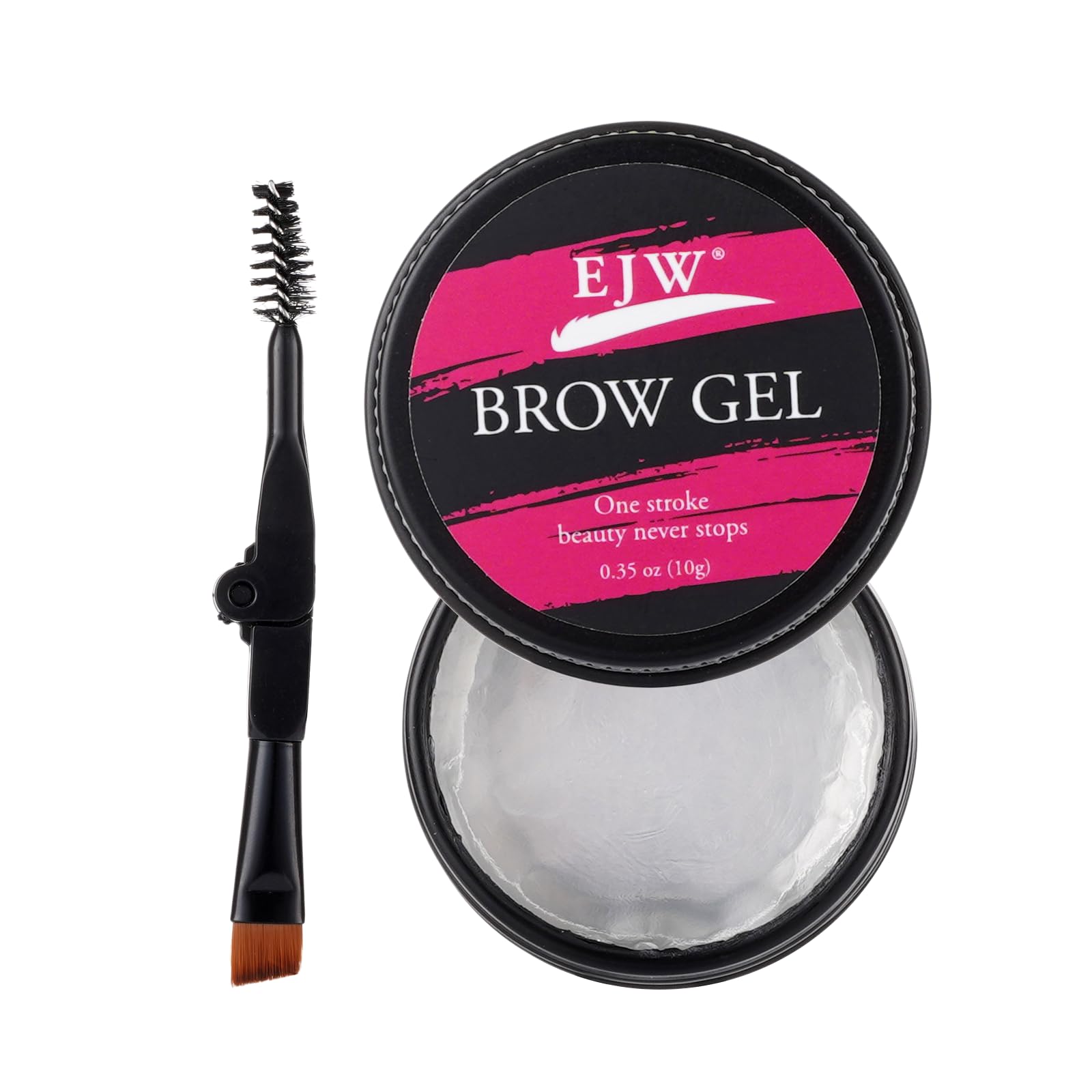 Clear Eyebrow Gel Styling Wax with DualEnded Brush, Long Lasting Strong Hold Brow Glue for Fluffy Feathered Look, Transparent W