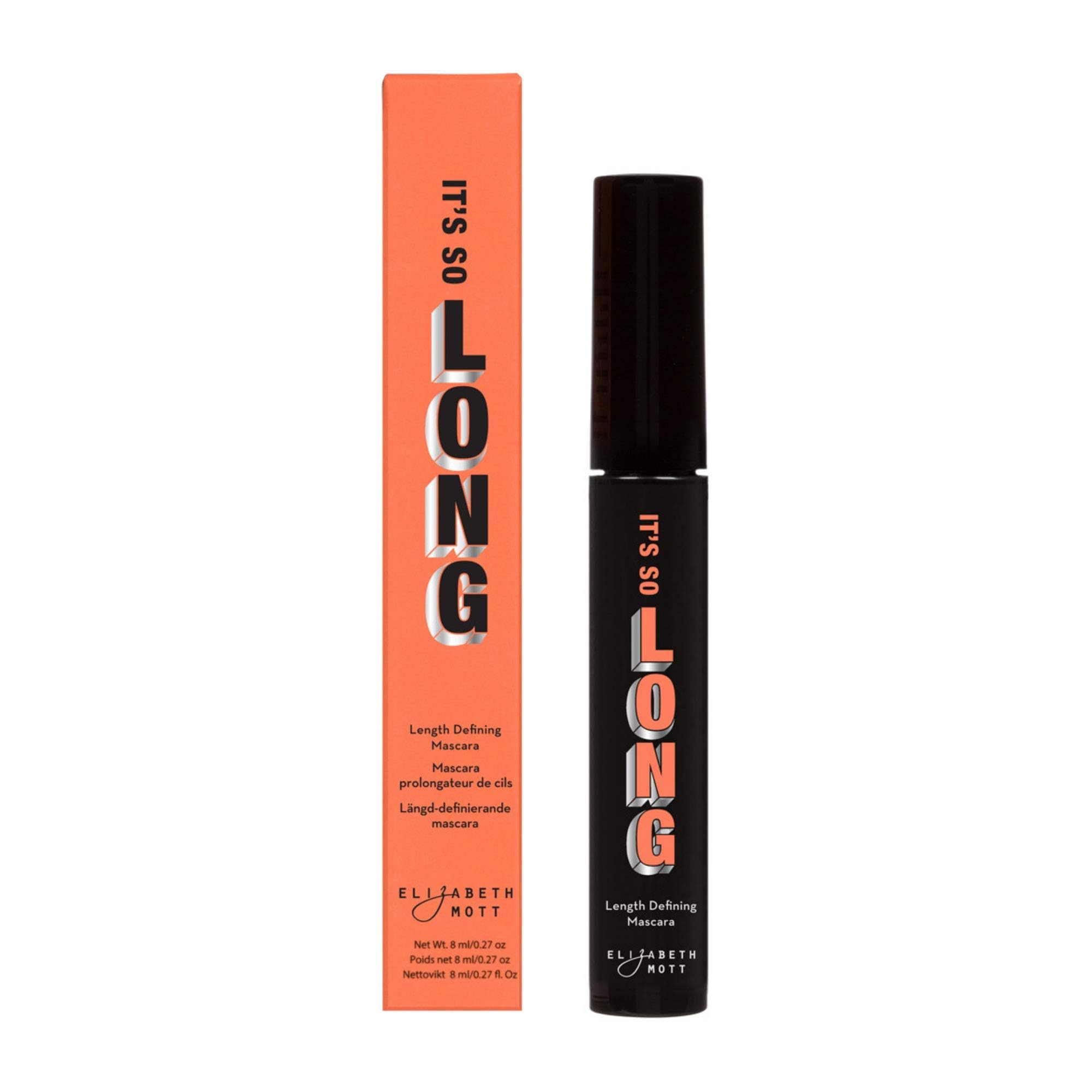 Elizabeth Mott Black Lengthening Smudge Proof, Water-Resistant Mascara, No Clump Or Flake, Liquid Lash Extending Fiber Mascara W