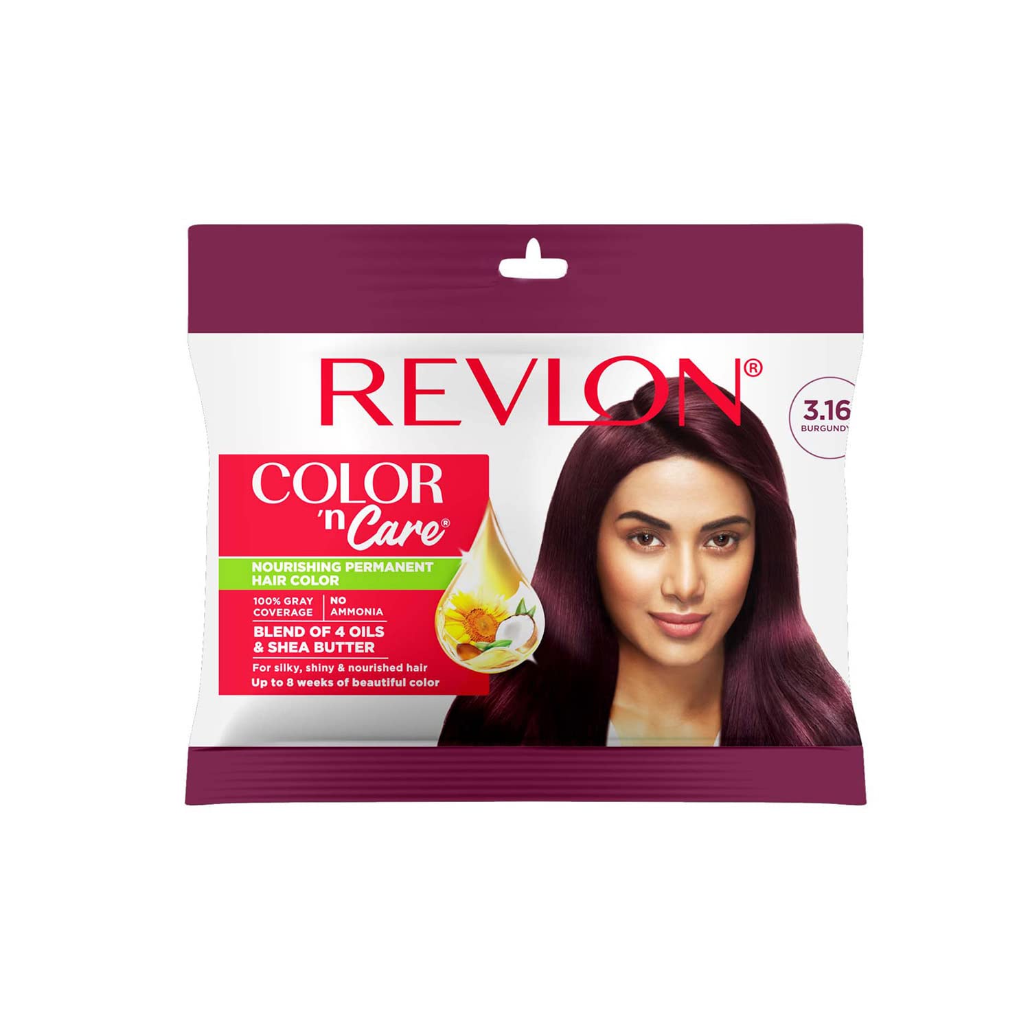 Revlon Color N Care Nourishing Permanent Hair Color - 3.16 Burgundy - Has Essentials Oils Of Coconut Argan, Sunflower & Jojoba 