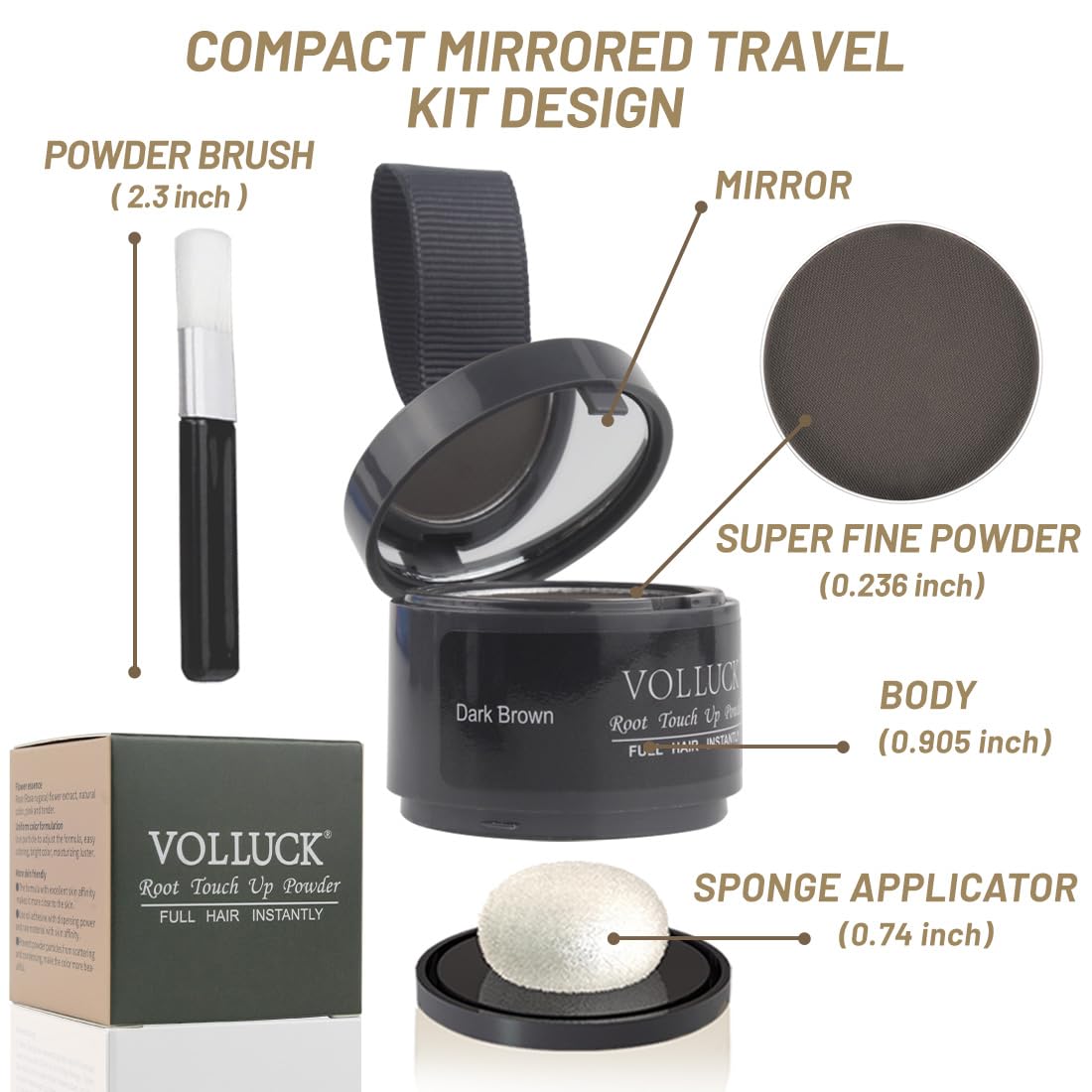 Volluck Root Touch Up Hair Powder Root Cover Up Hairline Shadow Powder Stick, Root Touch Up Dark Brown For Thinning Hair For Wom