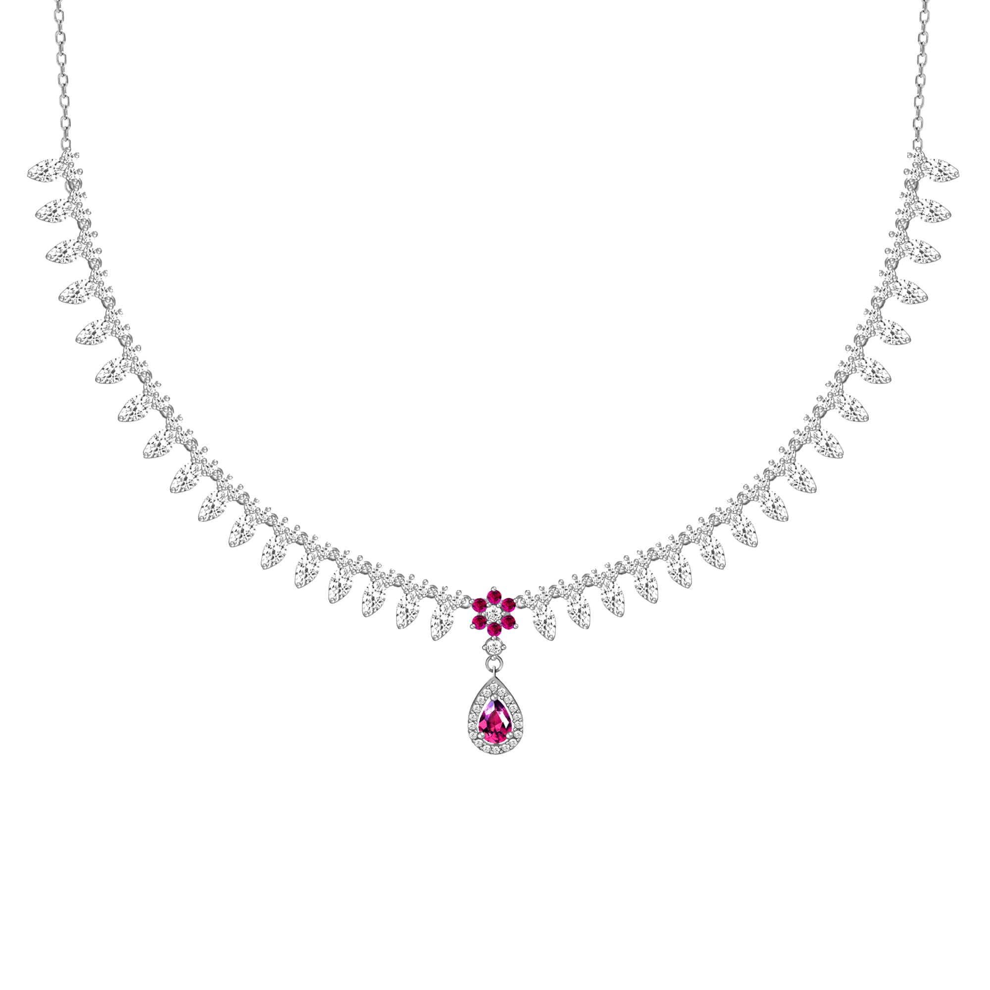 Giva 925 Silver Silver Pink Flower Drop Necklace | Gifts For Girlfriend,Pendant To Gift Women & Girls | With Certificate Of Auth