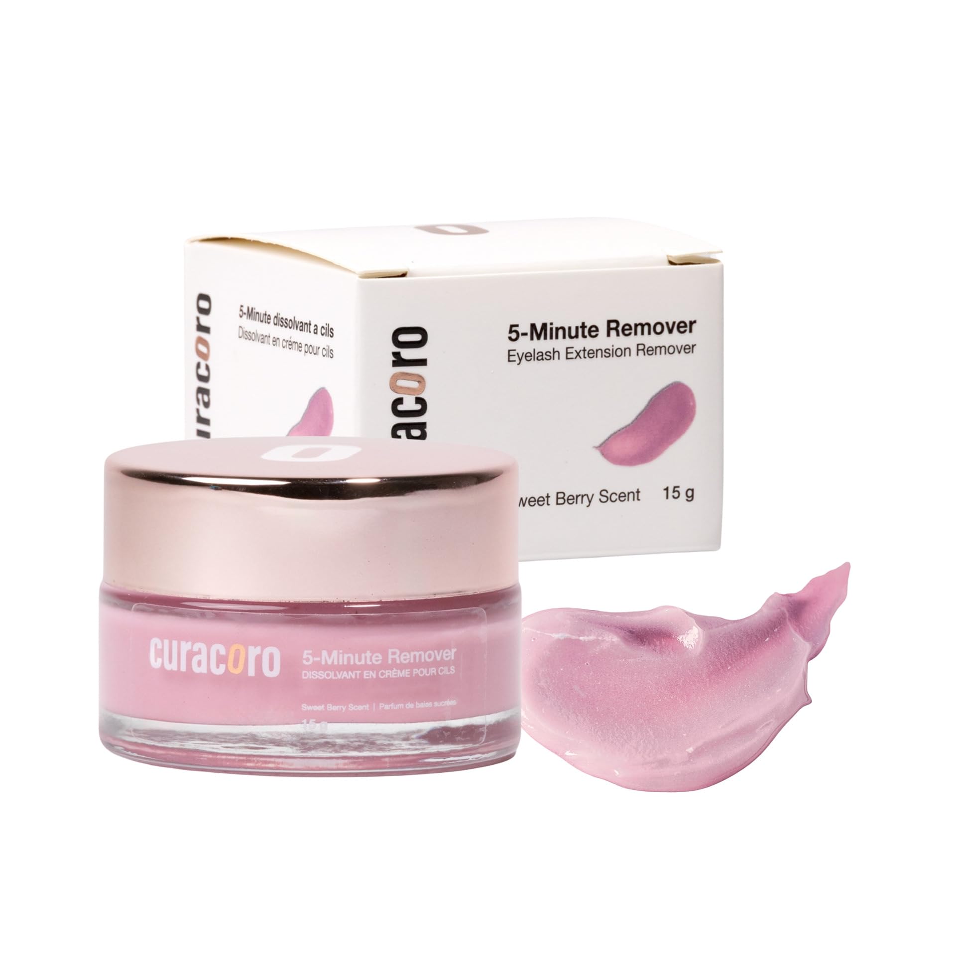 CURACORO Cream Lash Remover 15g Low Irritation, Sensitive Skin, Sweet Berry