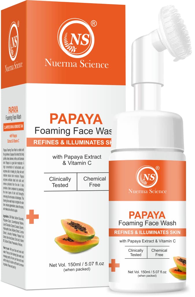 Nuerma Science Papaya Foaming Face Wash With Vitamin C For Pigmentation Removal, Lighten Dark Spots, Clear Blemishes, Clear Exce