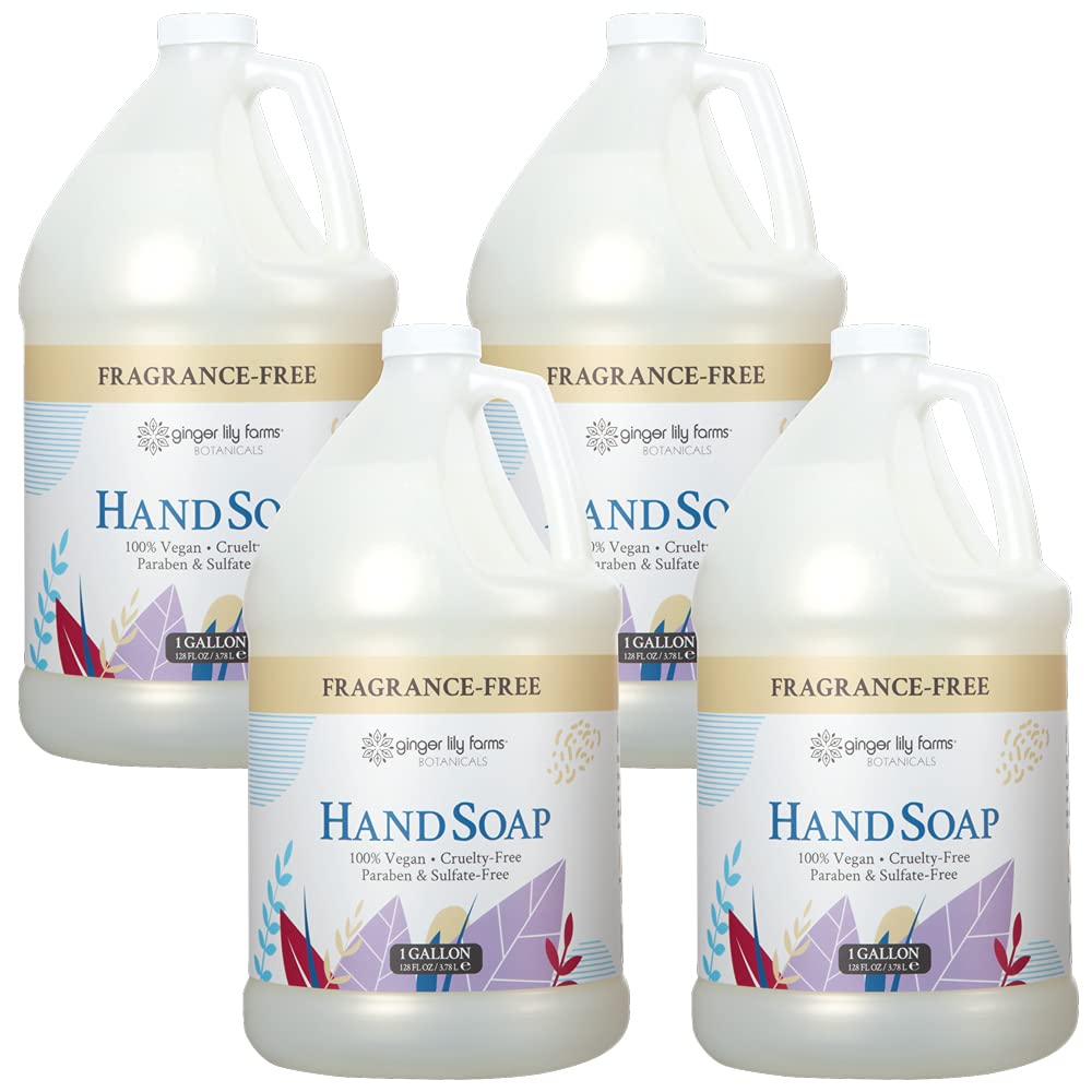 ginger Lily Farms Botanicals All-Purpose Natural Fragrance-Free Hand Soap, Liquid Hand Soap Refill, 128 Ounces, 1 gallon (case o