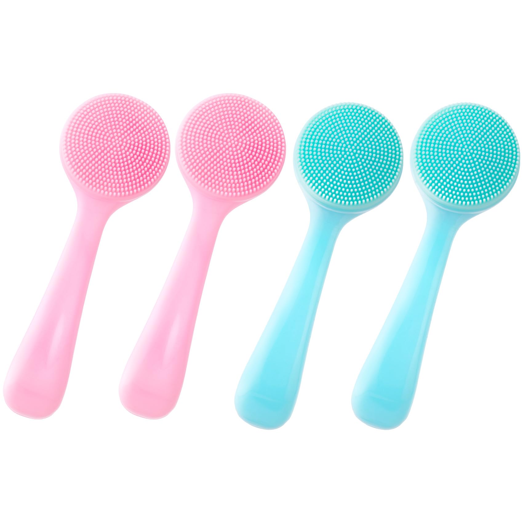 Hinzic 4 Pack Silicone Manual Facial Cleansing Brush, Skin Friendly Waterproof Face Cleaning Scrubber Exfoliator Cleanser For Bl