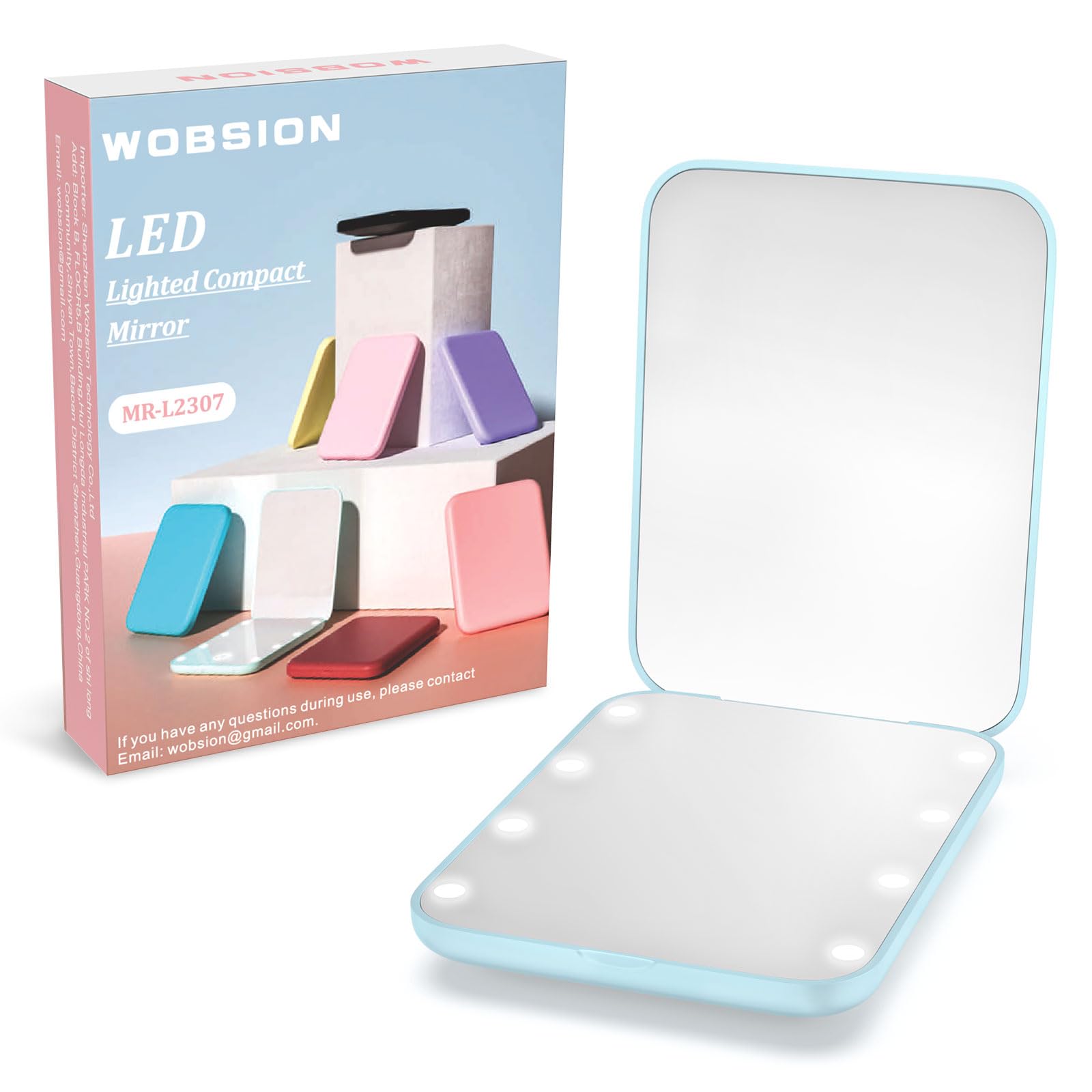 Wobsion Mini Pocket Mirror, Led Compact Mirror,1X/3X Magnifying Mirror With Light,2-Sided Handheld Fold Mirror,Small Travel Make