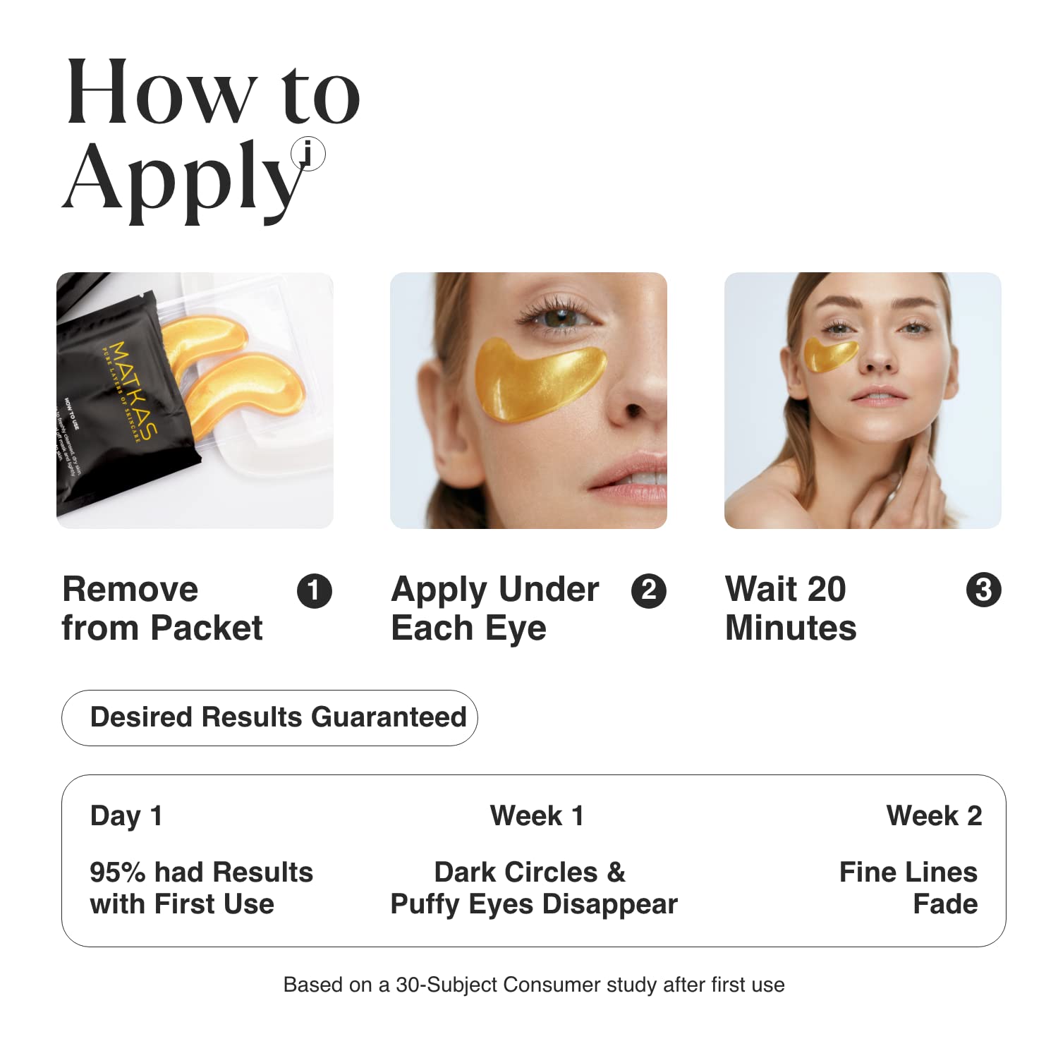 Matkas Korean Gold Under Eye Patches For Dark Circles And Puffiness, Wrinkles - Retinol + Hyaluronic Acid + Collagen + Niacinami