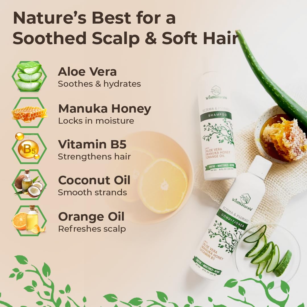 Eczema Psoriasis Shampoo & Conditioner Set for Men & Women - Anti Dandruff Shampoo for Dry Scalp & Hair - Seborrheic Dermatitis