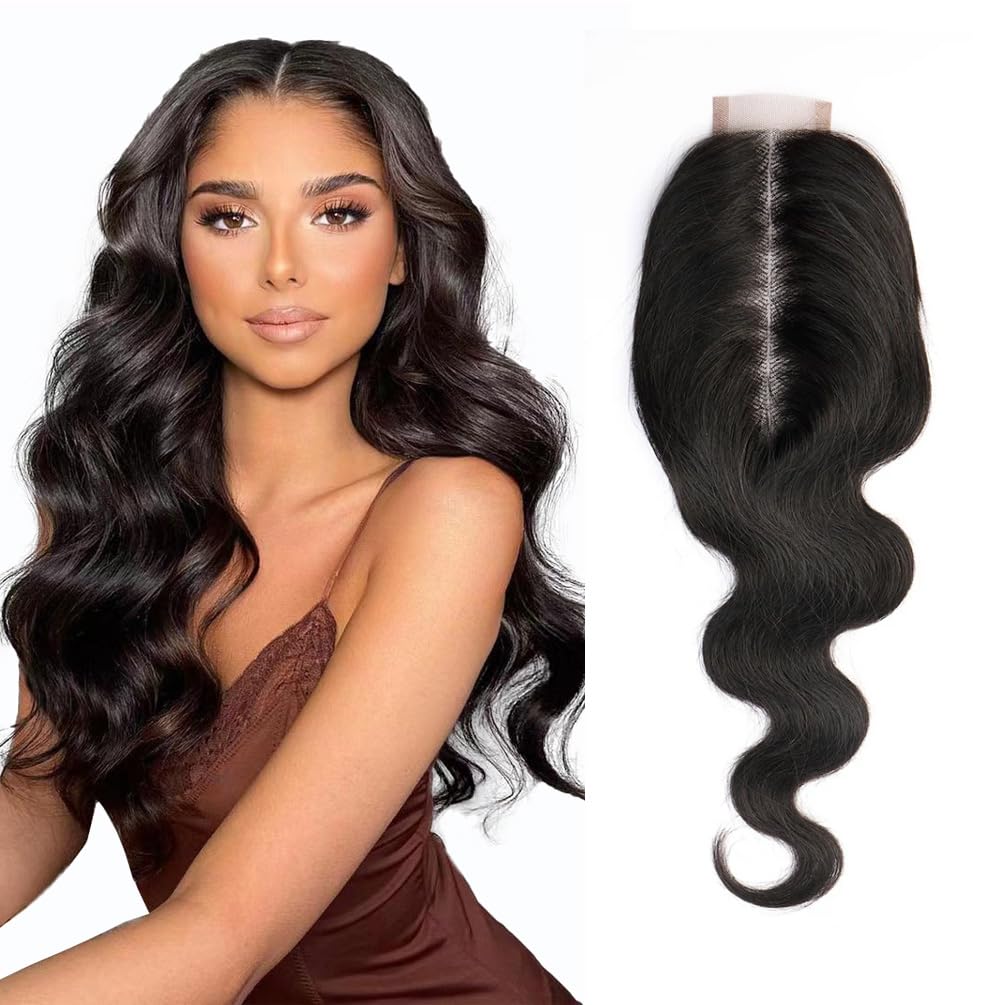 2x6 HD Lace Closure Body Wave Human Hair Lace Closure Kim K Closure Middle Part Closure HD Transparent Body Wave Lace Closure 12