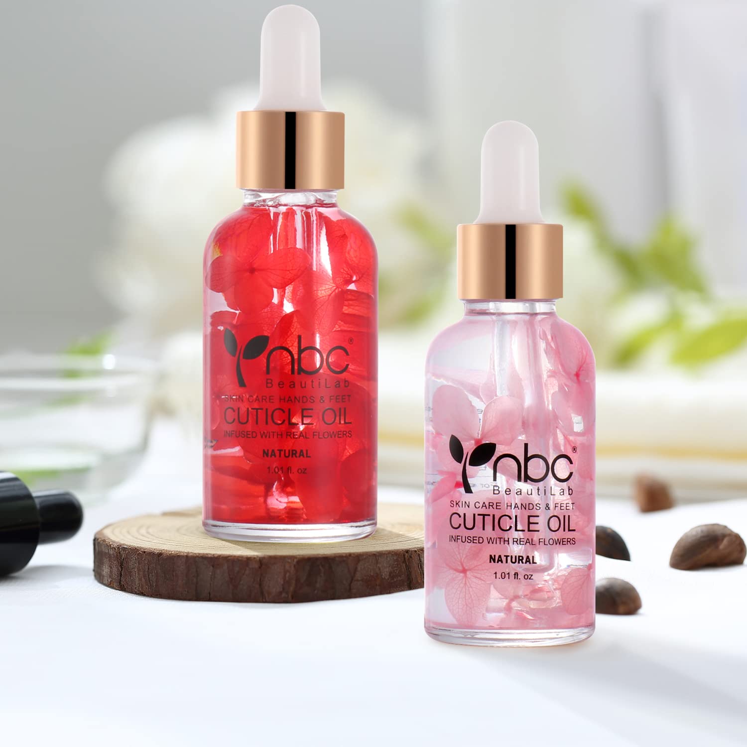 Nbc Beautilab Nail Cuticle Oil, 2Pcs 30Ml Rose & Strawberry Cuticle Oil Set Nail Growth Oil With Vitamin E, Jojoba Oil Natural P