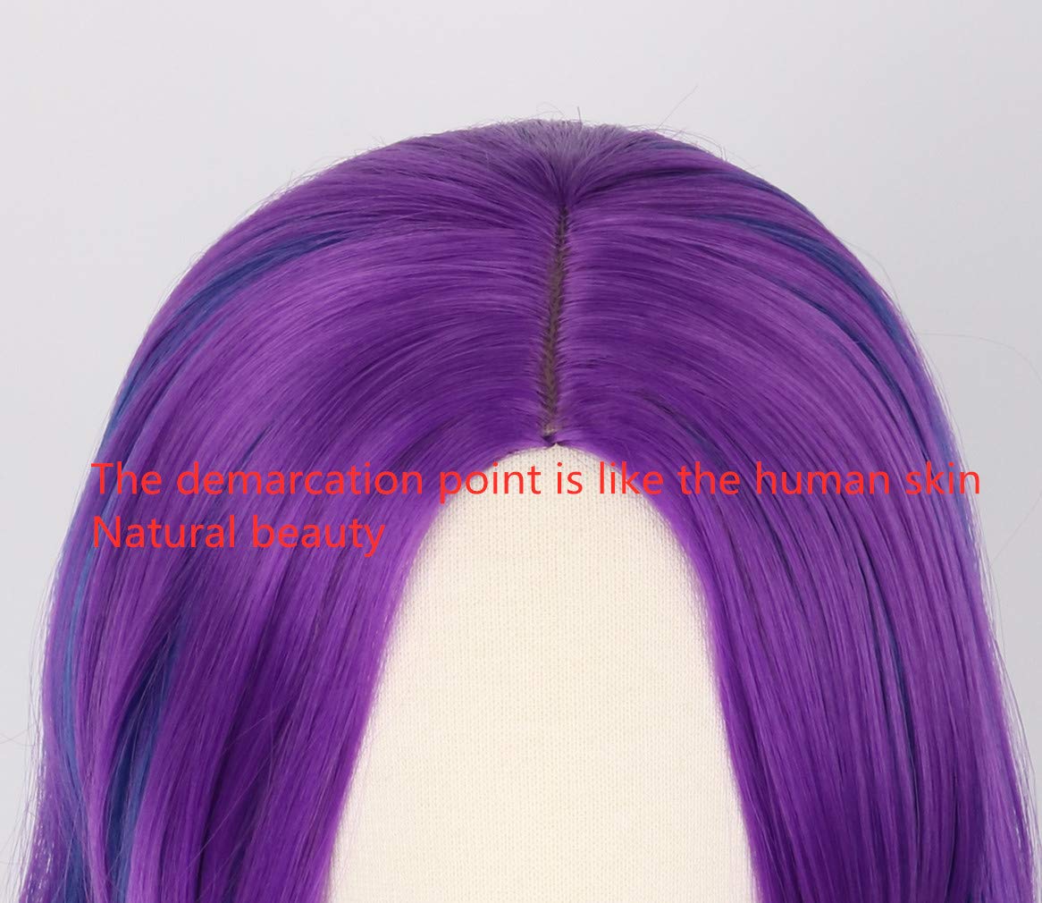 Topcosplay Purple Mixed Blue Wigs for Kids Girls Mal wig Halloween Costume Cosplay Wig