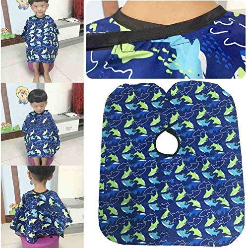 Akoak Children Cartoon Dolphin Patterned Hair Cut Cap Waterproof Hairdresser Dressing Salon Gown Apron Cloak Cloth For Salon