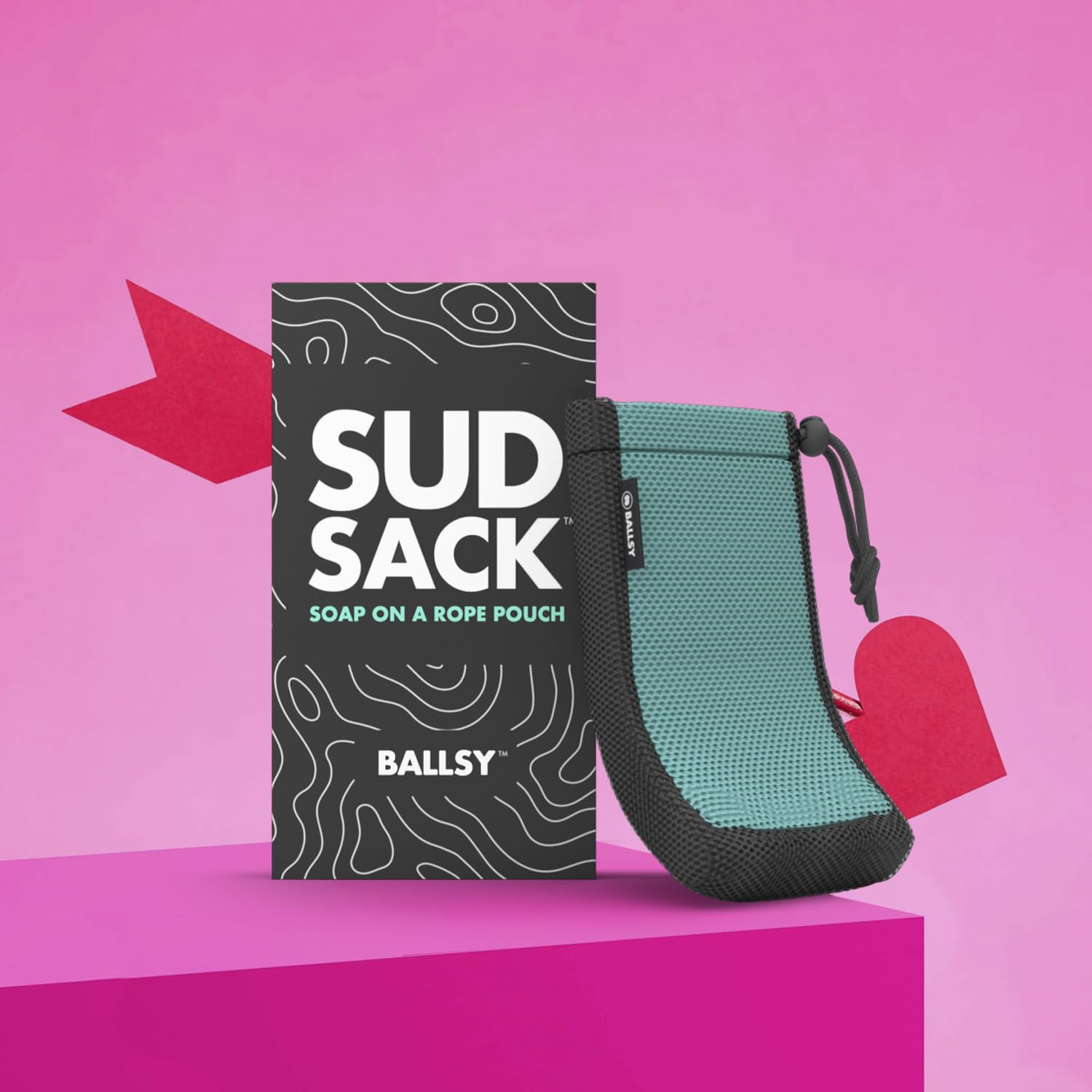Ballsy Sud Sack Soap Pouch, Exfoliating Sponge For Baths And Showers