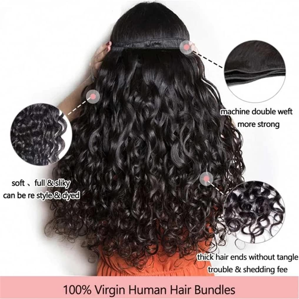 Water Wave Human Hair Bundles 12 14 16 18 Inch Brazilian Virgin Curly Hair Bundles Water Wave 4 Bundles Human Hair Natural Black