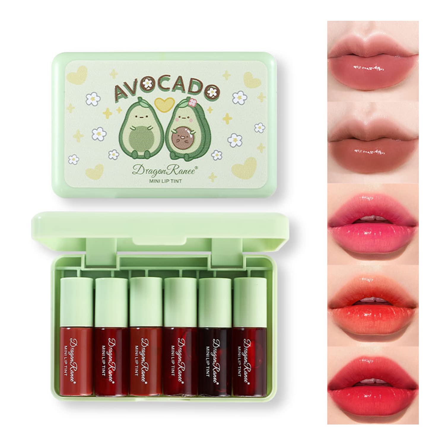 6 Colors Lip Tint Stain Set, Korean Velvet Water Lip Tint Moisturizing Mini Liquid Lipstick, Multi-Use Lip And Cheek Tint Stains