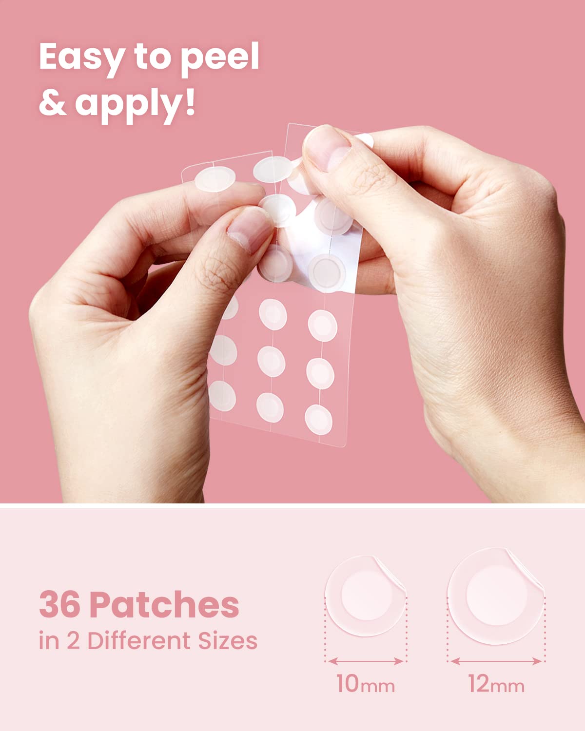 Glam Up Hydrocolloid Blemish Pimple Zit Patches - Invisible Ultra Thin Spot Cover Stickers For Face And Skin, Strong Water-Proof