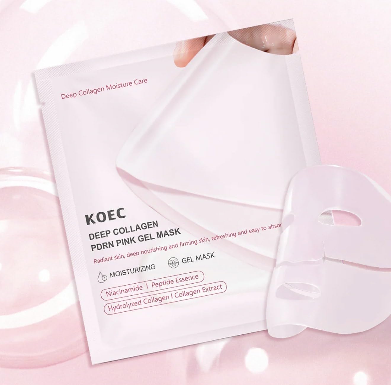 BEAUTIVANA KOEC Deep Collagen PDRN Pink Gel Mask, Moisturizing Face Treatment with Niacinamide, Peptide Essence, Hydrolyzed Coll