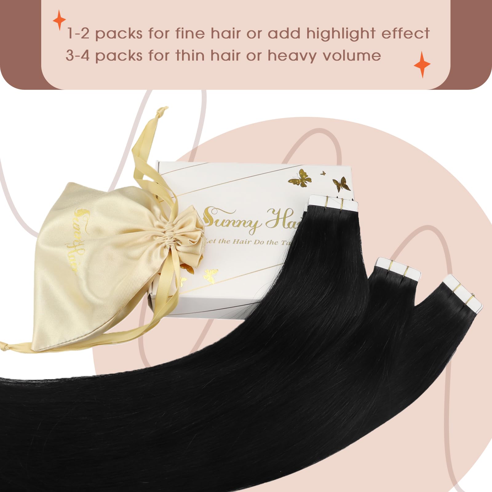 Sunny Hair Tape In Hair Extensions Black Tape In Hair Extensions Real Human Hair Black Remy Hair Extensions Tape In Human Hair T