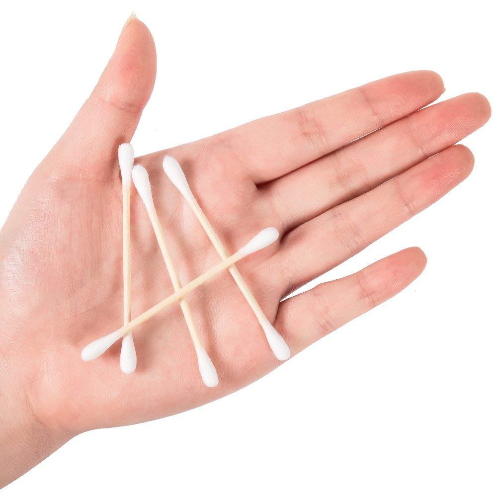 300Ct Cotton Swabs With Strong Bamboo Sticks By Xumzee: 100% Pure Natural Cotton,Biodegradable, Chemical Free Cotton Buds