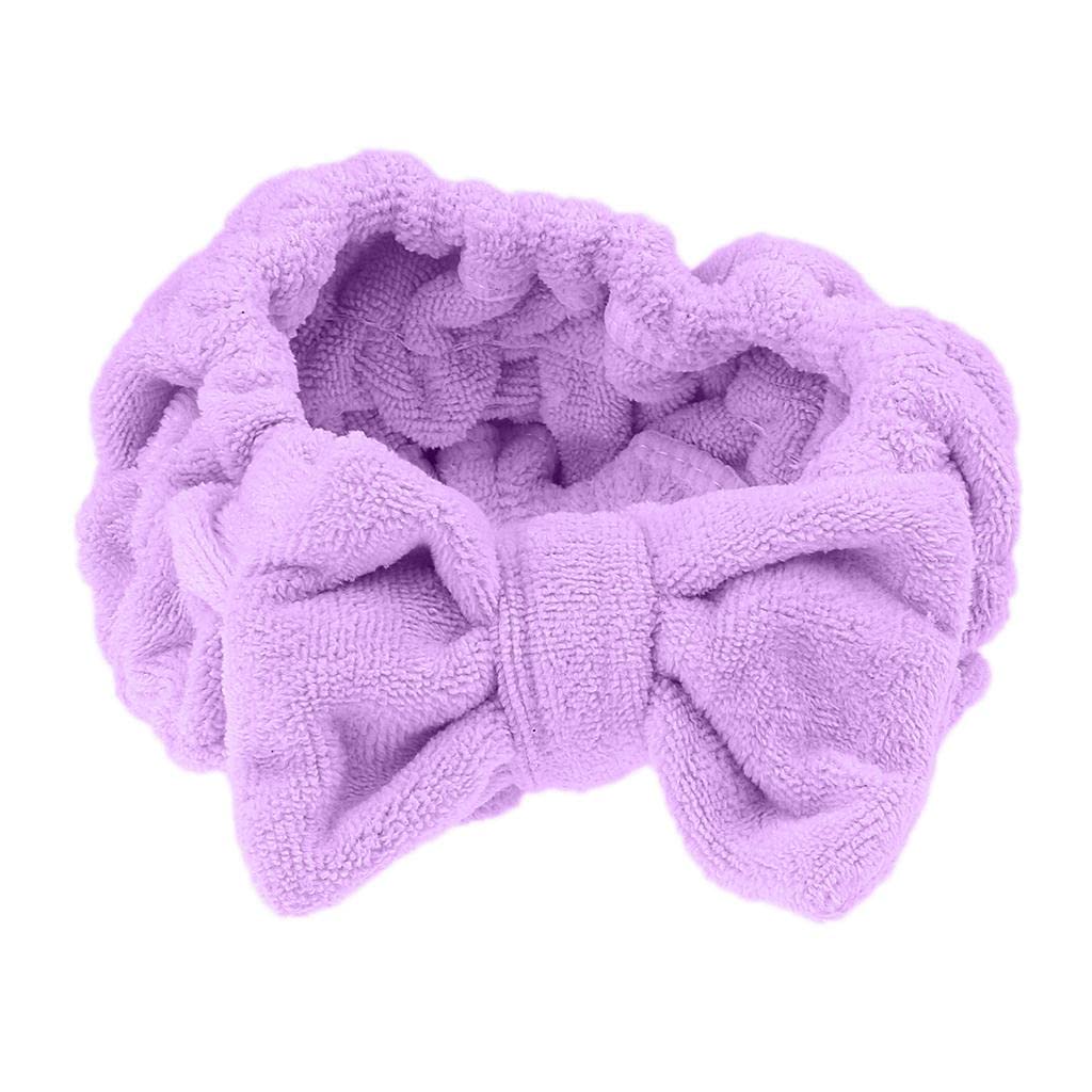 Myaddiction Bowknot Makeup Cosmetic Shower Bath Spa Elastic Hair Band Headband Purple Clothing, Shoes & Accessories | Womens Acc
