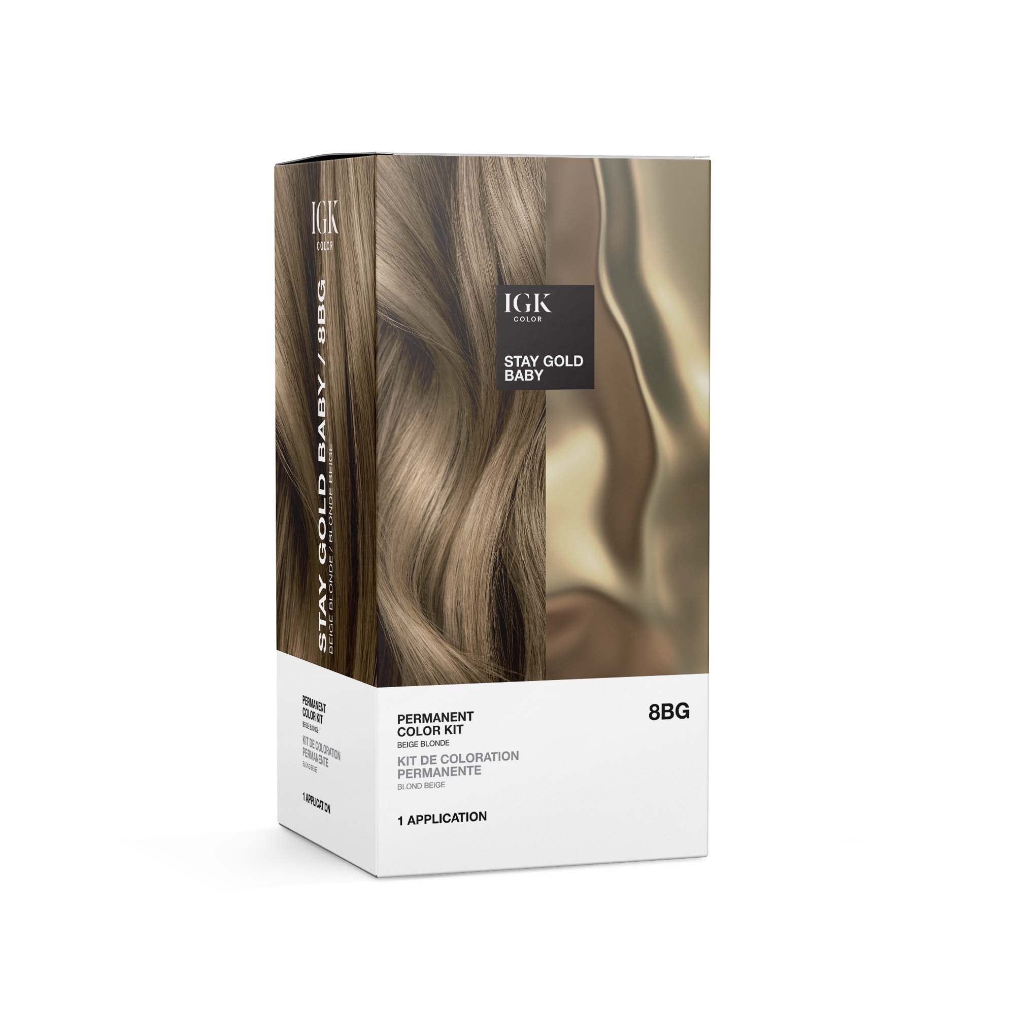 IGK Permanent Color Kit STAY GOLD BABY - Beige Blonde 8BG | Easy Application + Strengthen + Shine | Vegan + Cruelty Free + Ammon