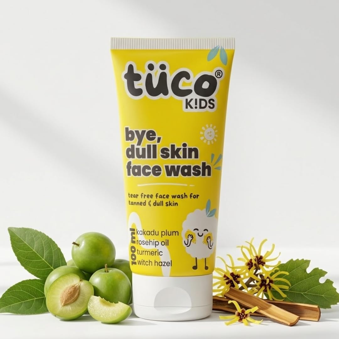 Tuco Kids Face Wash | Brightens Dull Skin | Turmeric & Kakadu Plum | Ph Balanced Tear-Free | Ages 2-5, 4-10, 10-15, 5-10 Years |