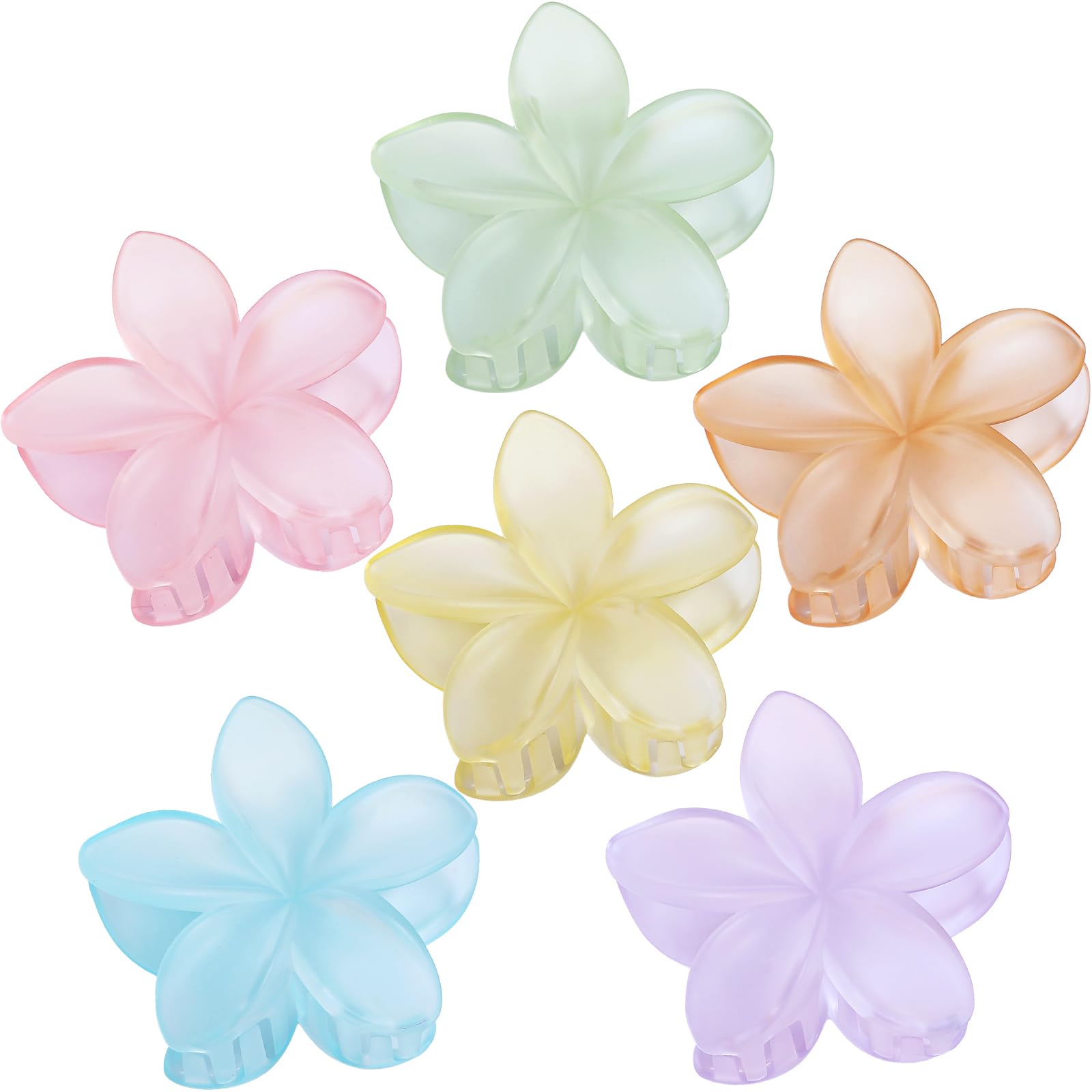 Sisiaipu Hawaiian Flower Hair Clips for Women 6 Pack Flower Hair Claw Clips Plumeria Claw Clips for Thin Hair Large Claw Clips f