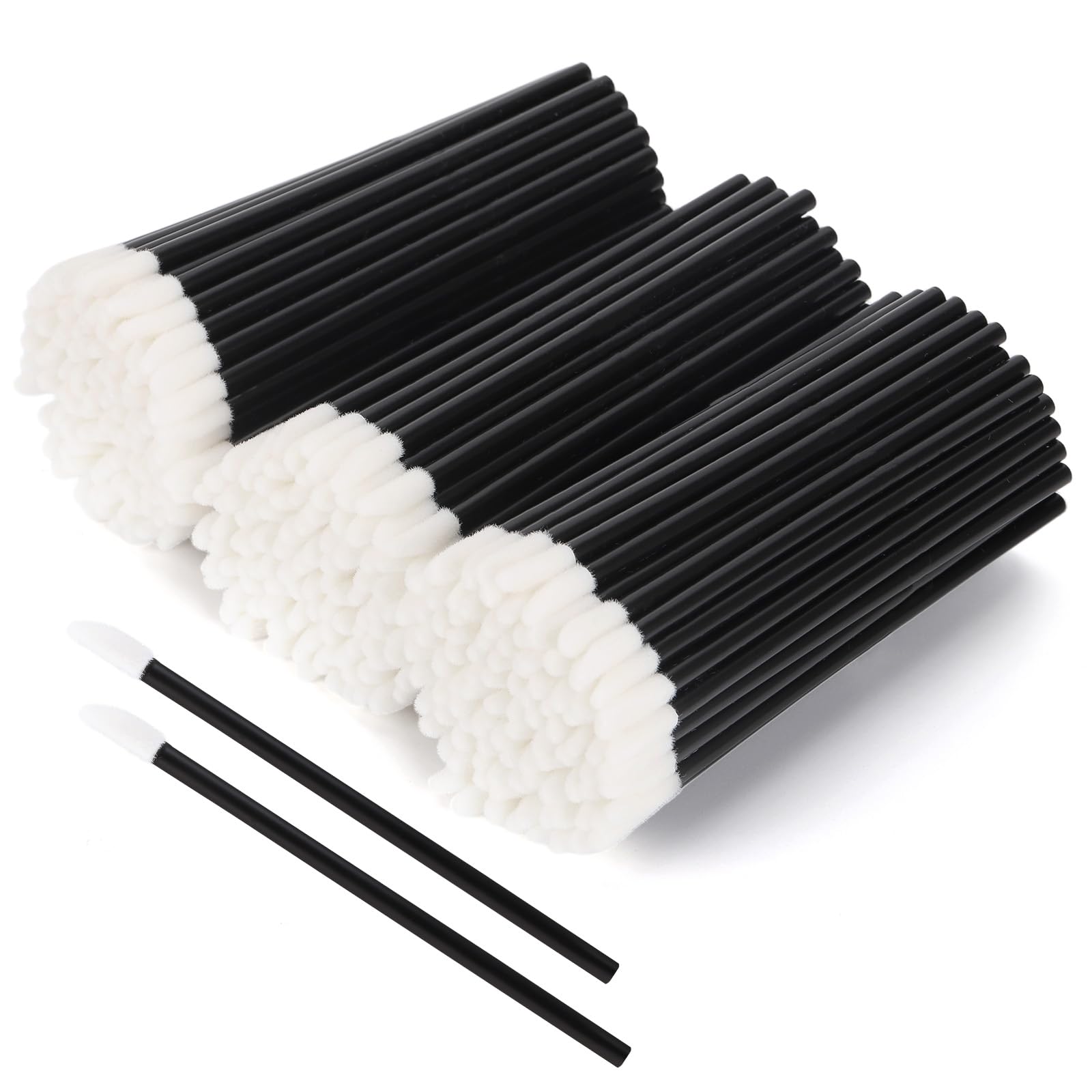 300 Pcs Disposable Lip Brushes, Lipstick Lip Gloss Wands Applicator Tool Makeup Beauty Tool Kits  Black