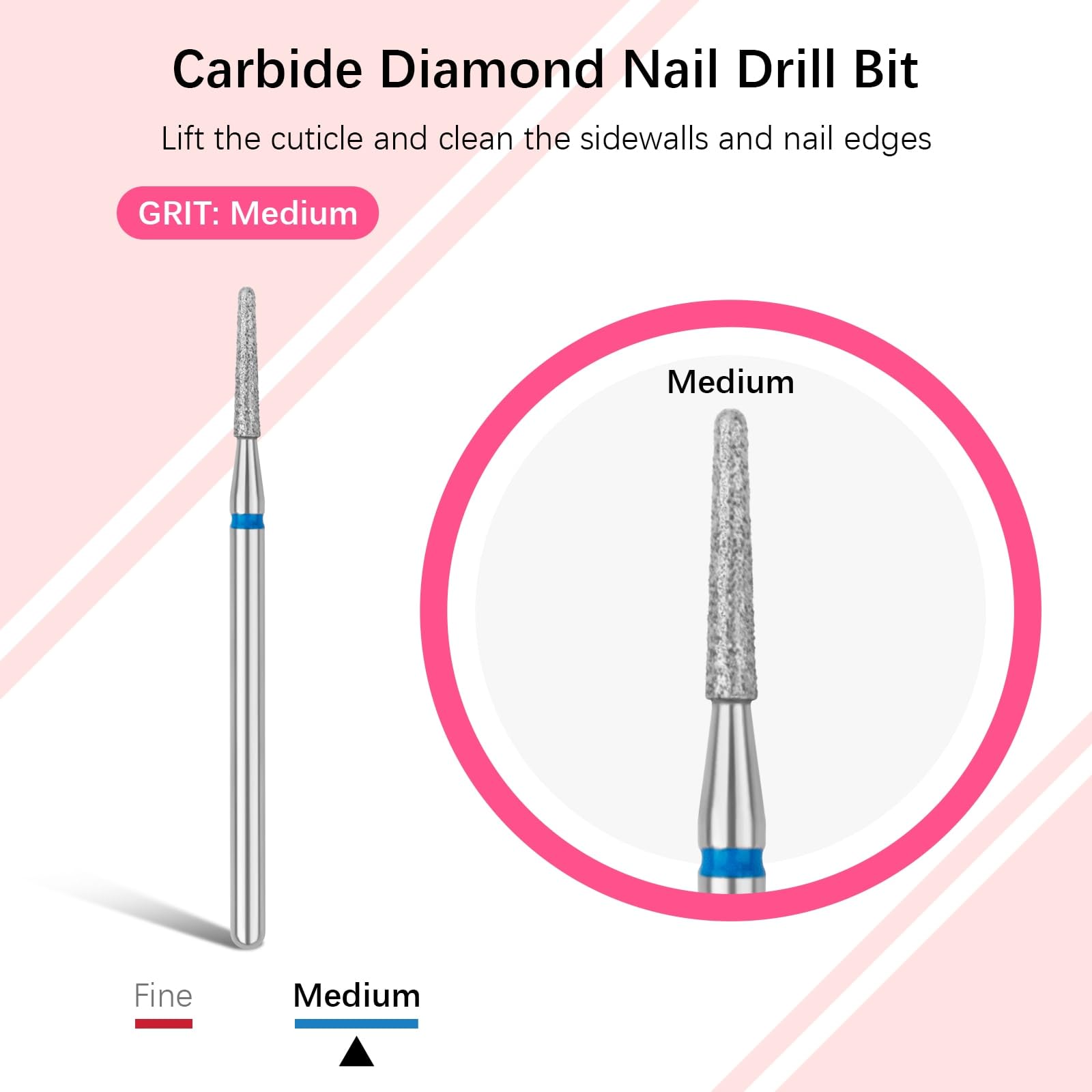 Rolybag Cuticle Nail Drill Bits Needle Shape Cuticle Drill Bit For Nail Diamond Drill Bits 3/32    Professional Safety Cuticle C