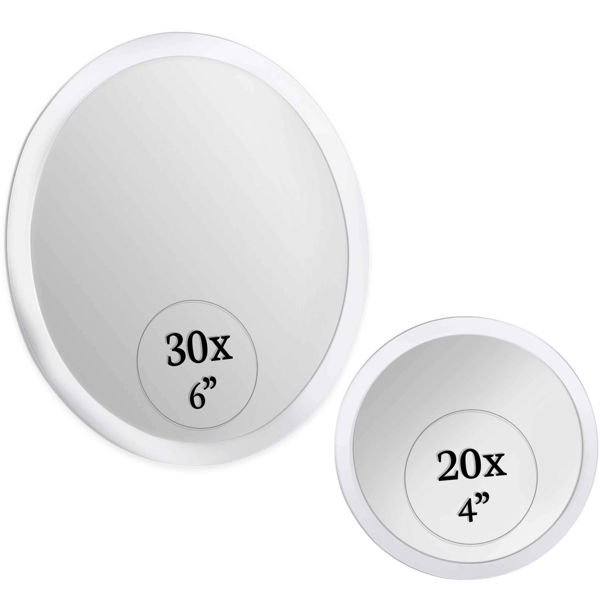 Mirrorvana Super Zoom 30X & 20X Magnifying Mirror Set For Makeup - Ultra Precise, Strong Suction, Stick On Bathroom And Hollywoo