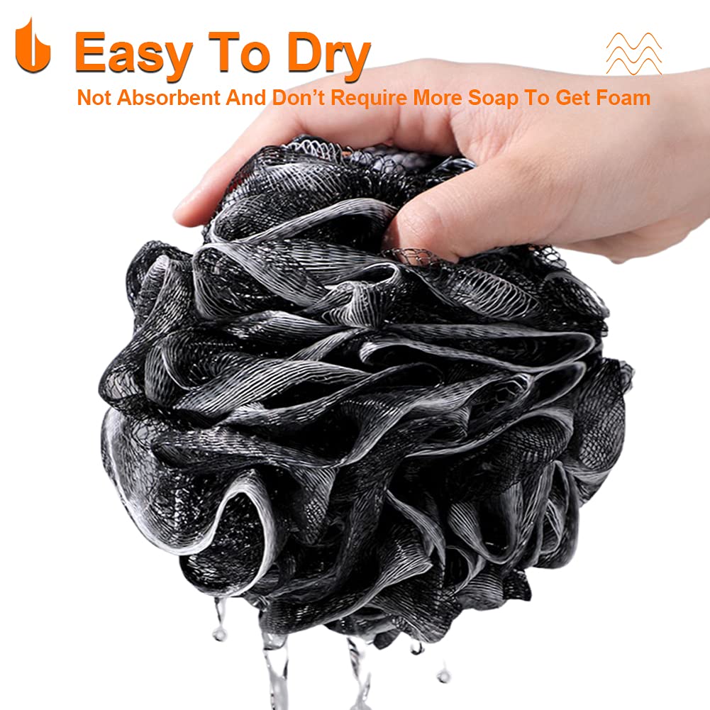 Urbanstrive Shower Bath Sponge Xl 75G Soft Shower Loofahs Balls For Body Wash Men Women Bathroom Accessories, 1 Pack, Black