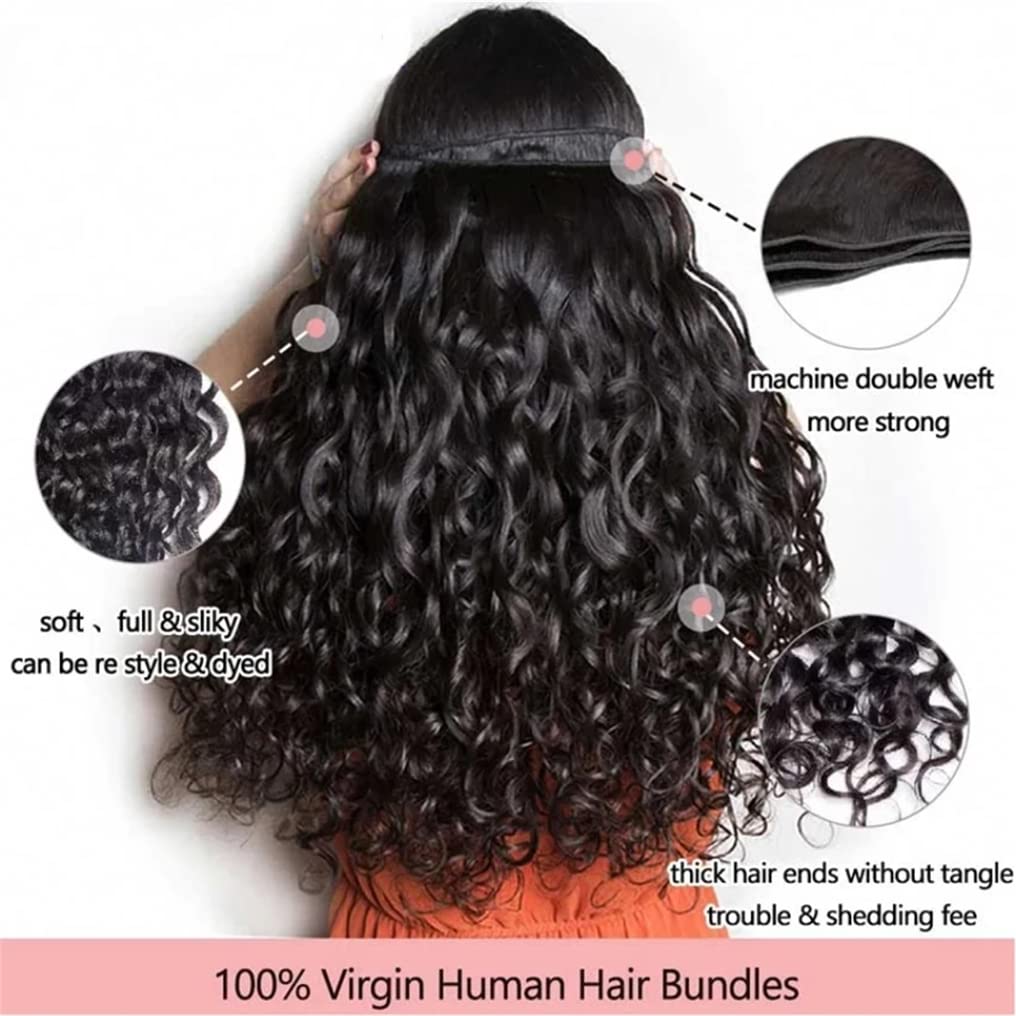 Menalue Water Wave 4 Bundles Human Hair 18 20 22 24 Inch 10A Brazilian Virgin Curly Human Hair Bundles Double Weft Deep Wave Bun