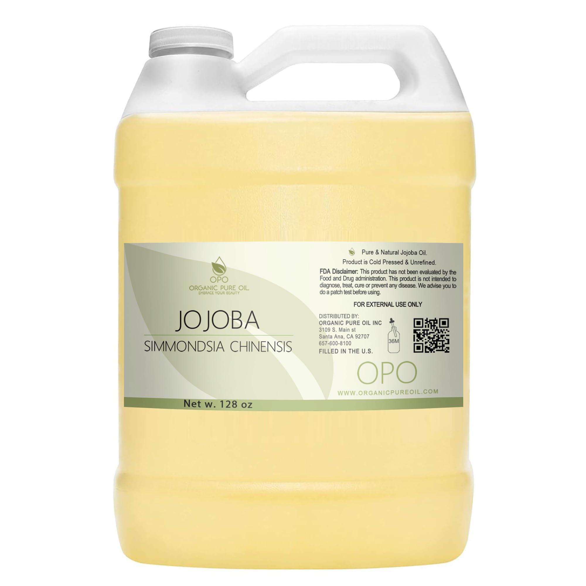 Golden Jojoba Oil - Pure Cold Pressed, Non-GMO, Bulk 128 oz - 1 Gallon Hohoba Carrier Oil for DIY, Formulations, Essential Oils,