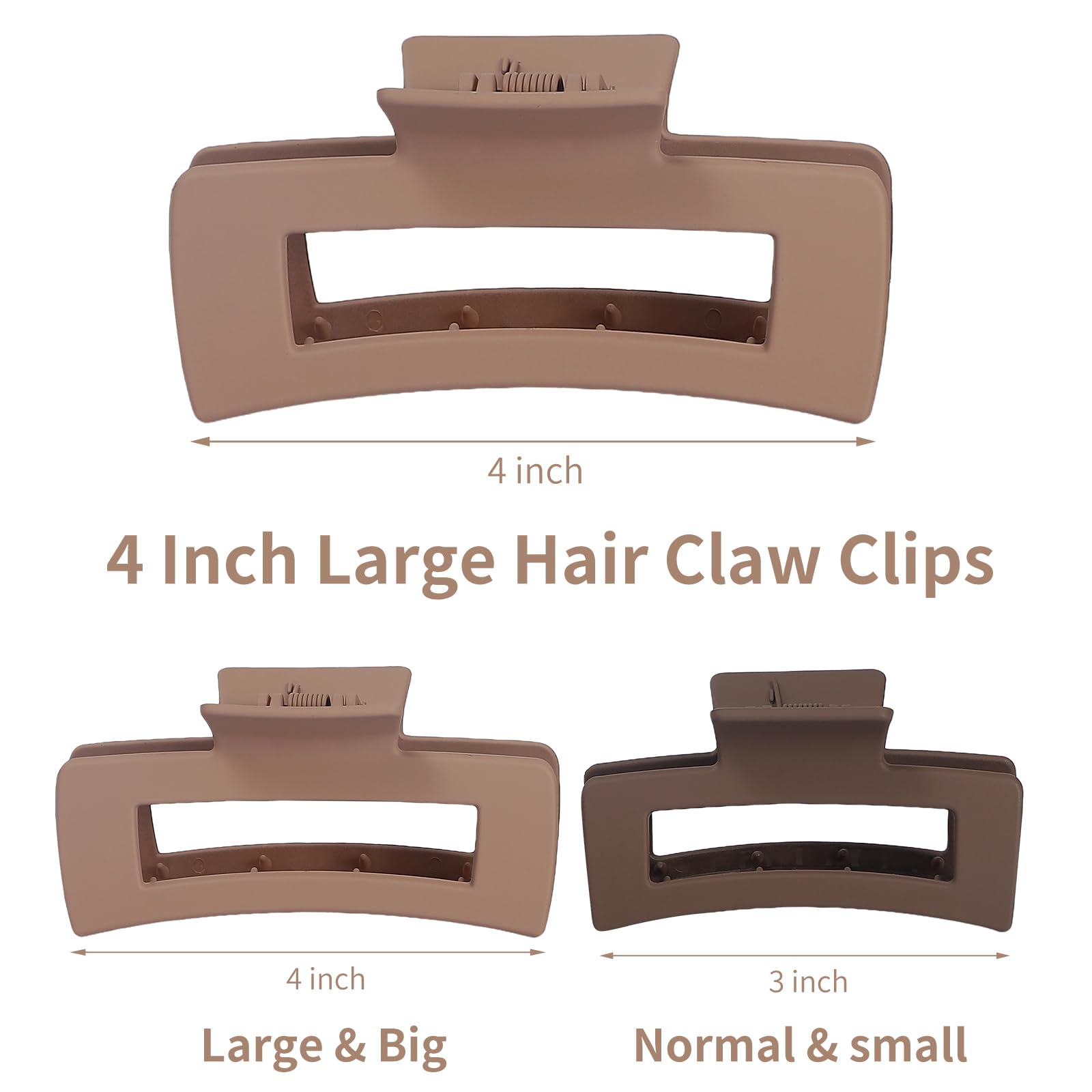 Sisiaipu 12 Pcs Large Hair Claw Clips For Thick Hair, 4.1 X 2.1 X 1.2 Inch, Square Hair Clips Jumbo Jaw Clips, Bulk Hair Accesso