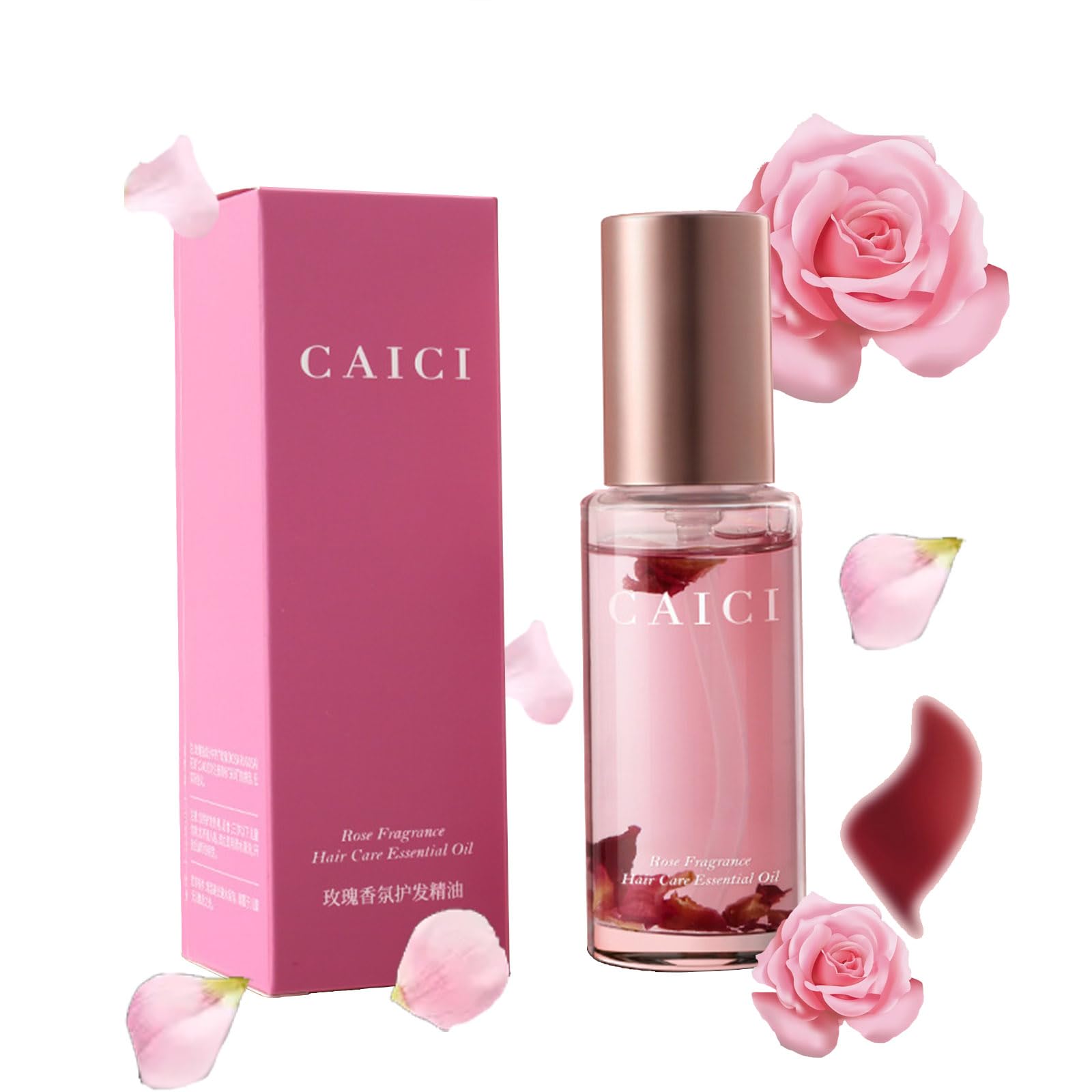 CLY AMS Rose Essential Oil for Hair,Rose-Scented Hair Care Essential Oil Makes Hair Smooth Split-Free Shiny and Not Easy to Brea