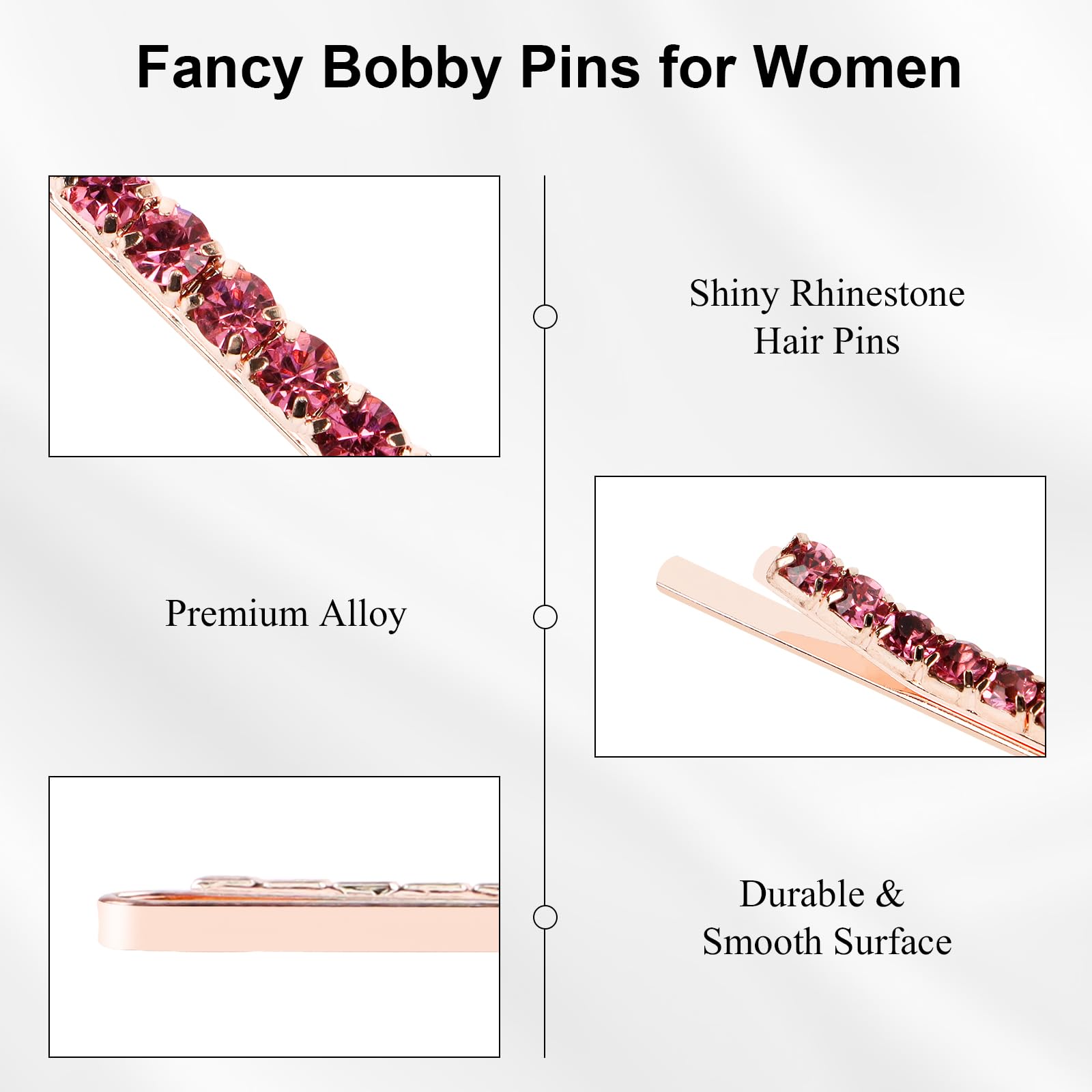 Ondder 20 Pcs Pink Rhinestone Crystal Bridal Hair Pins For Women'S Buns And Wedding Hairstyles, Decorative Hair Accessories