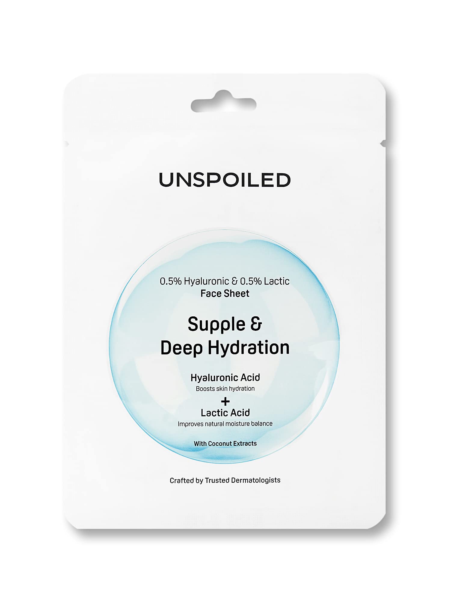 Unspoiled Hydrating Face Mask Infused With Lactic Acid And Coconut Extract Formulated To Hydrate, Revitalize & Rejuvenate Tired,