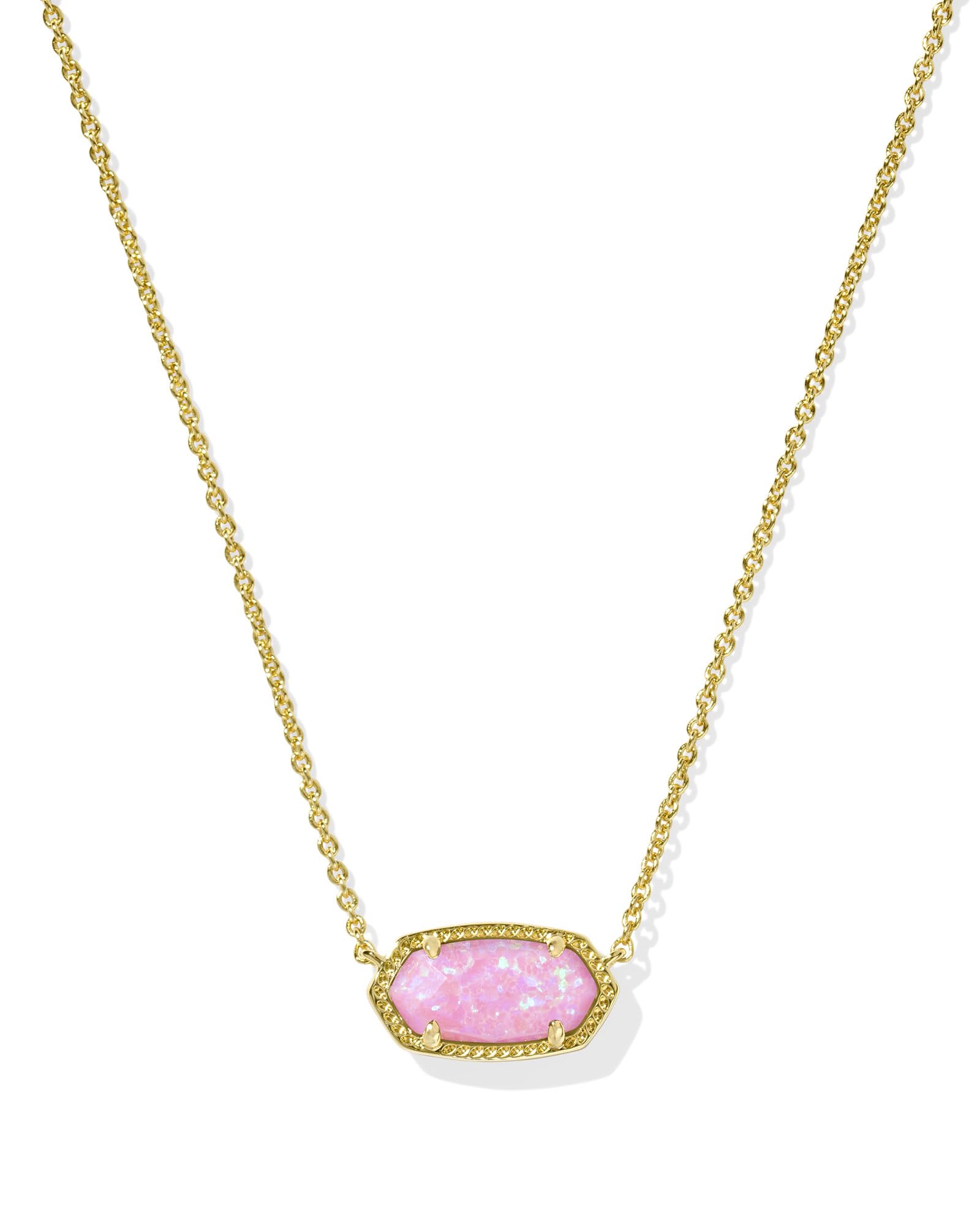 Kendra Scott Elisa Pendant Necklace for Women, Fashion Jewelry, Gold-Plated Brass, Carnation Kyocera Opal