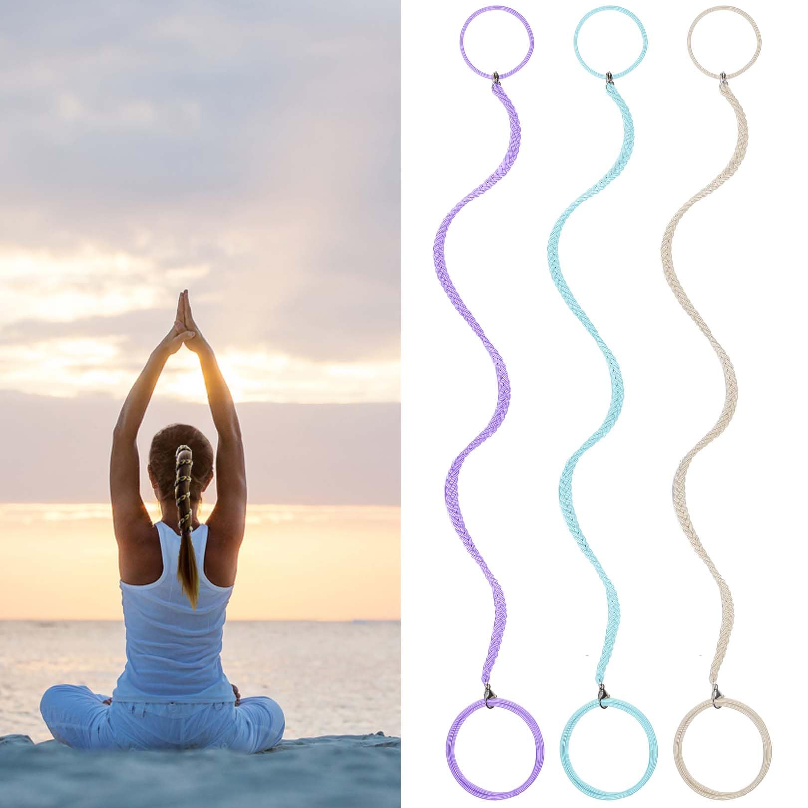 3 Packs 16'' Ponytail Holders for Short Thin Fine Hair, Elastic Swimming Hair Ties No Damage for Women Girls Workout Hair Band f
