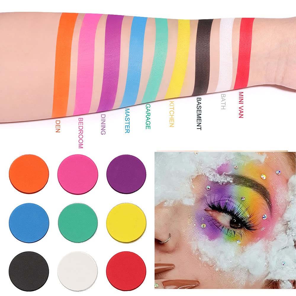 Yeweian 9 Colors Rainbow Eyeshadow Palette, High Pigmented Colorful Eyeshadow Makeup Palette, Bright Neon Eyeshadow Palette Last